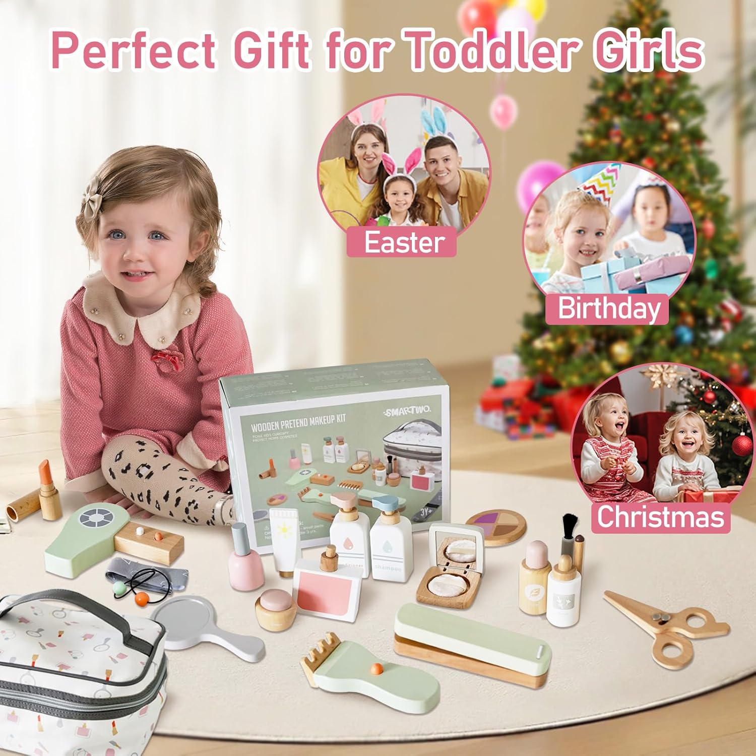 Detalle 1 de Wooden Makeup Set for Kids role-play handbag