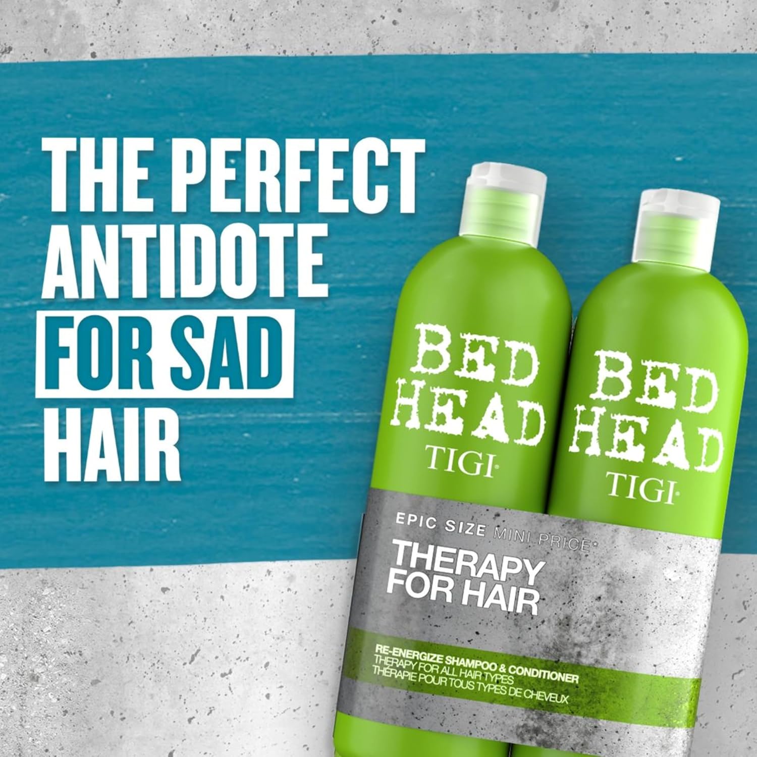 Detalle de Bed Head by TIGI Re-Energise Shampoo & Conditioner Set – 2 x 750 ml