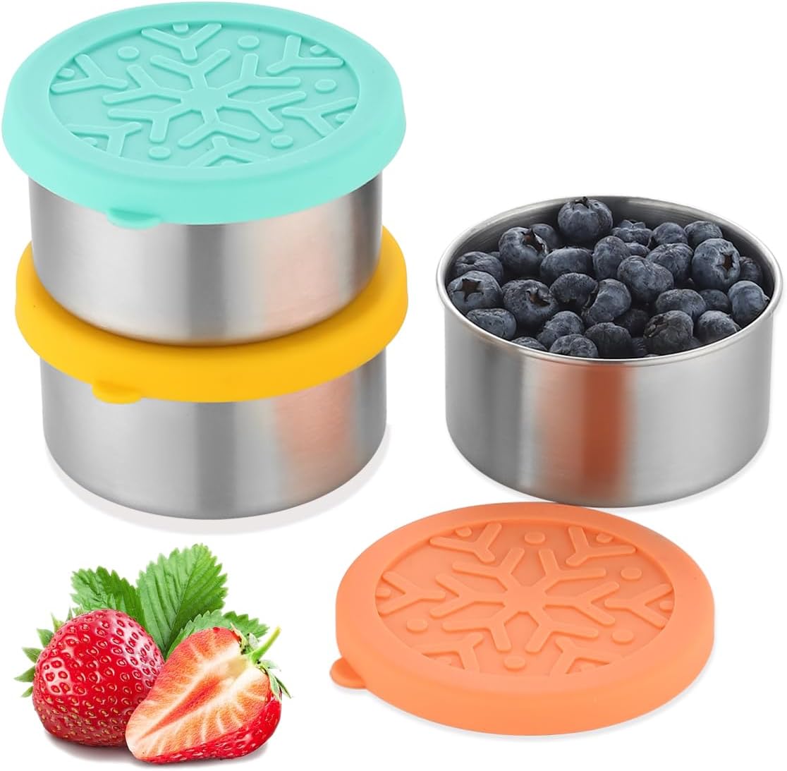 Detalle de Misichao 3X220ml snackboxen van roestvrij staal 304 met siliconen deksels, set van 3