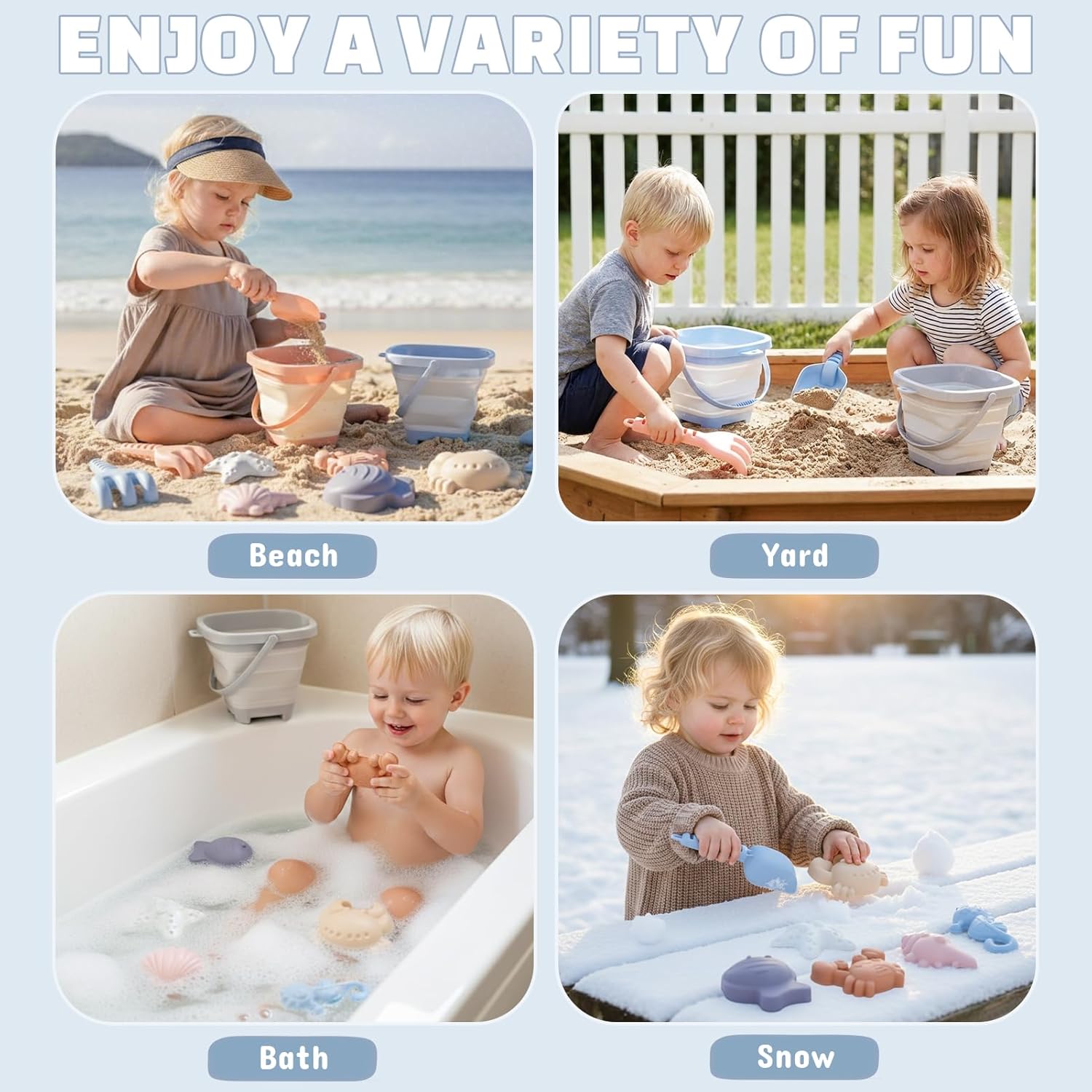 Thumbnail 6 de Dreamon Beach Sand Toys for Kids 18pcs – Collapsible Bucket & Shovels with Animal Moulds
