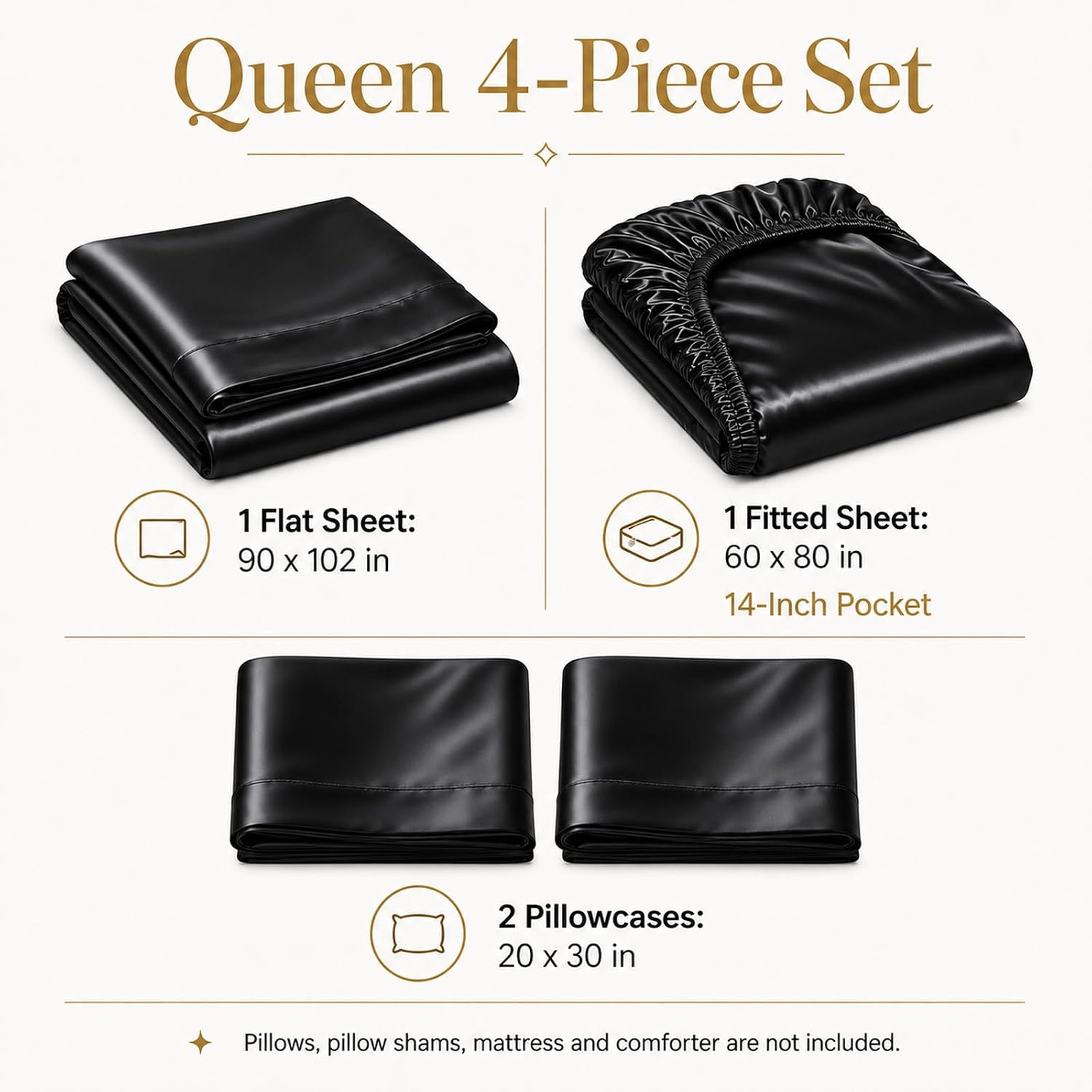 Thumbnail 6 de CozyLux Satin Sheets Queen Set 4pc
