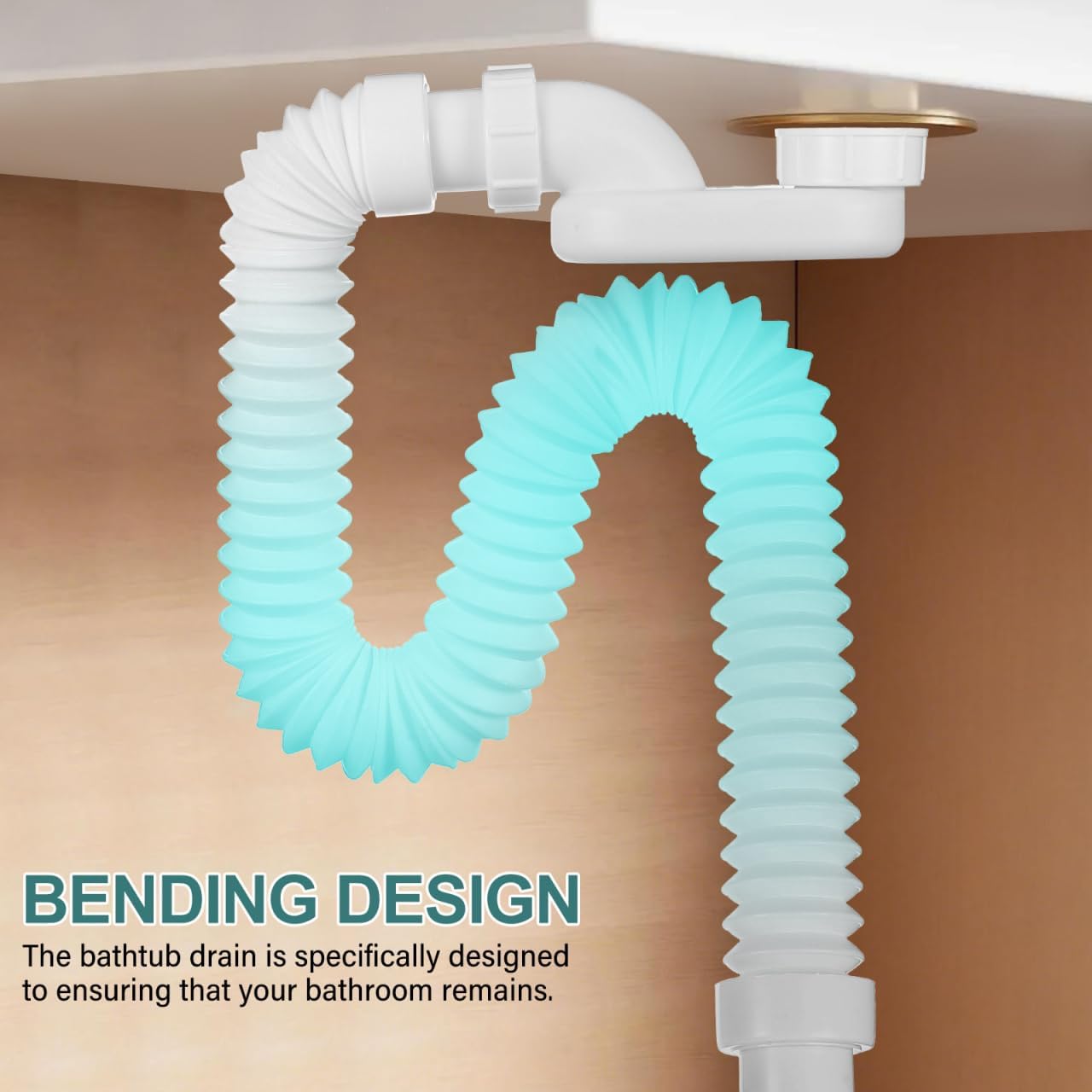 Detalle de HOMSFOU flexibles Wannenabfluss-Set für freistehende Badewannen (Ablaufrohr + Ablauf-Set)
