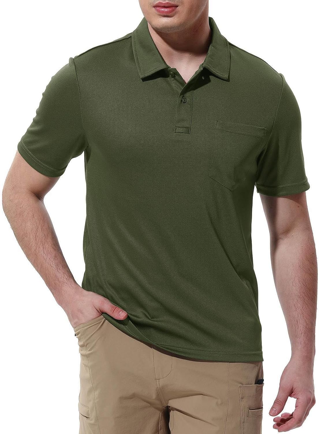 Thumbnail 3 de Rdruko Men’s Short Sleeve Quick-Dry Polo Shirt with Pocket