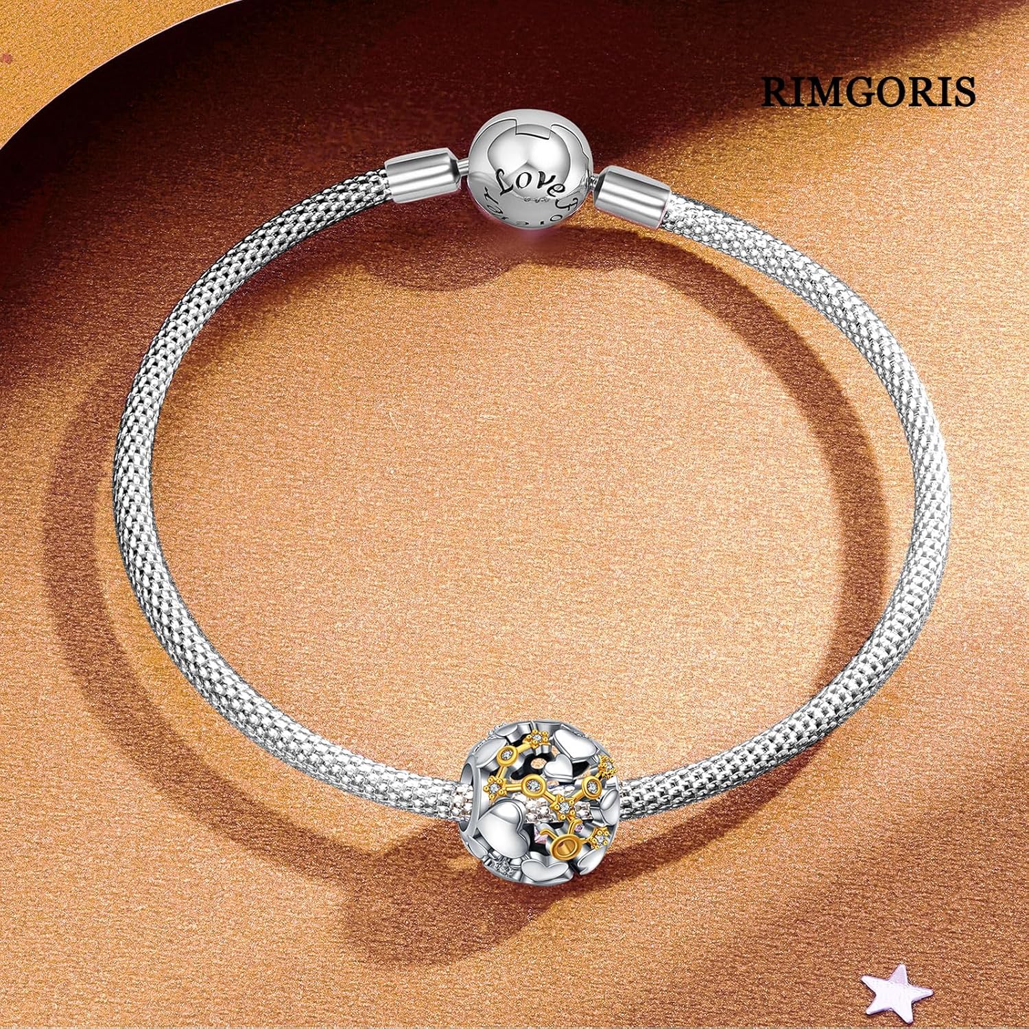 Detalle 2 de Rimgoris Breloques en Argent 925 pour Femmes – Coeur Amour pour Bracelet ou Collier