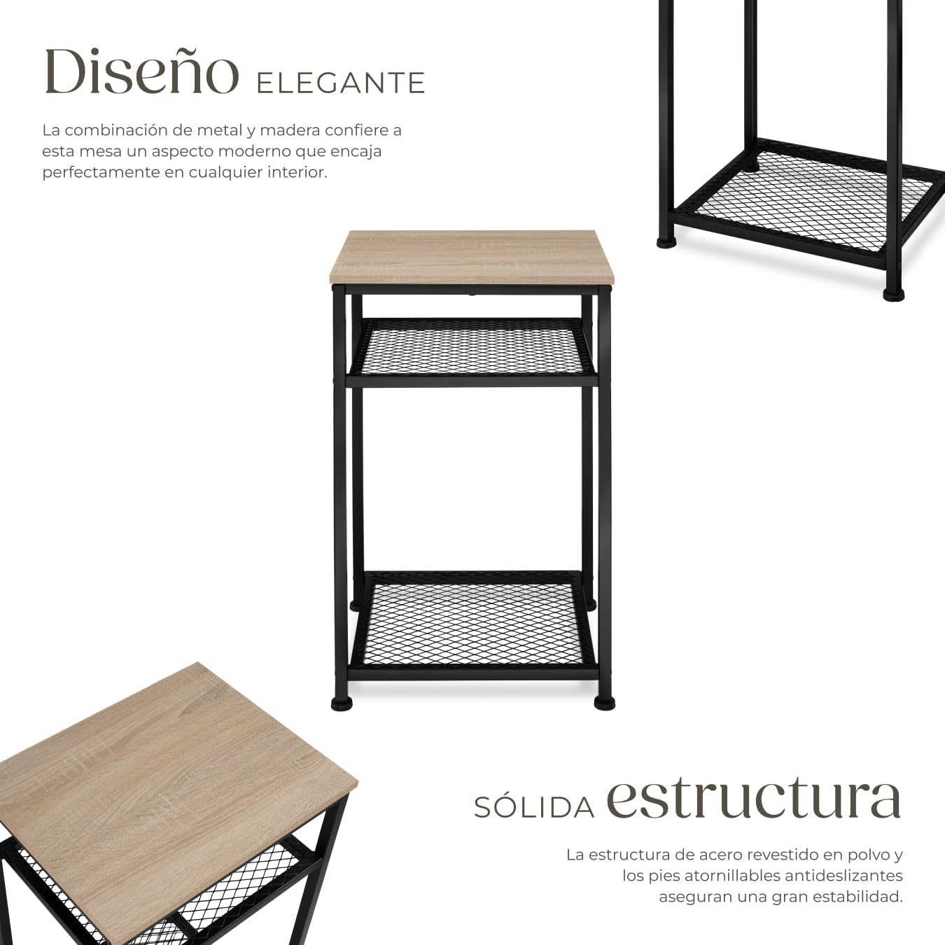 Detalle 2 de TecTake Mesa auxiliar industrial 45,5x36x75,5 cm
