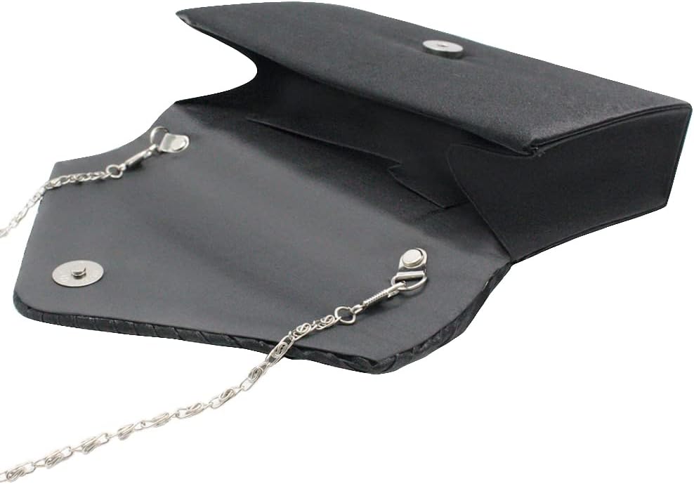 Thumbnail 5 de Wocharm Satin Diamante Clutch Bag – Elegant Evening Envelope Handbag