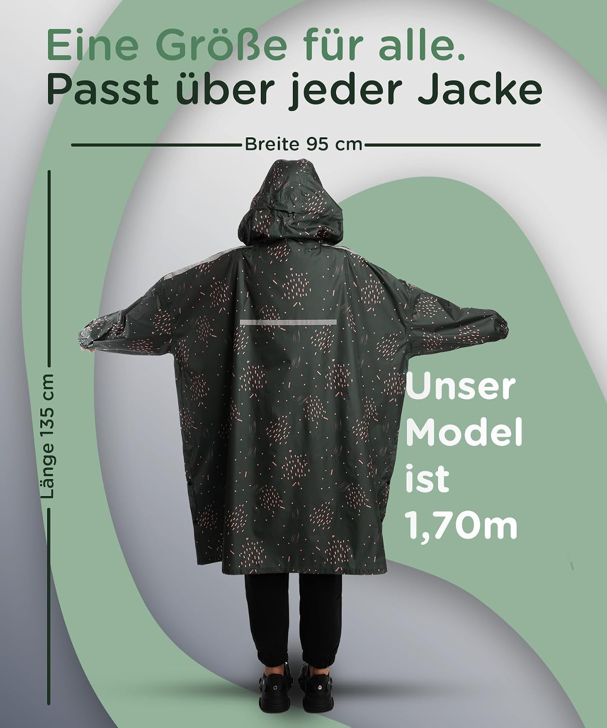 Detalle de Jubi® RP_01 regenponcho voor dames van 100% gerecycled polyester