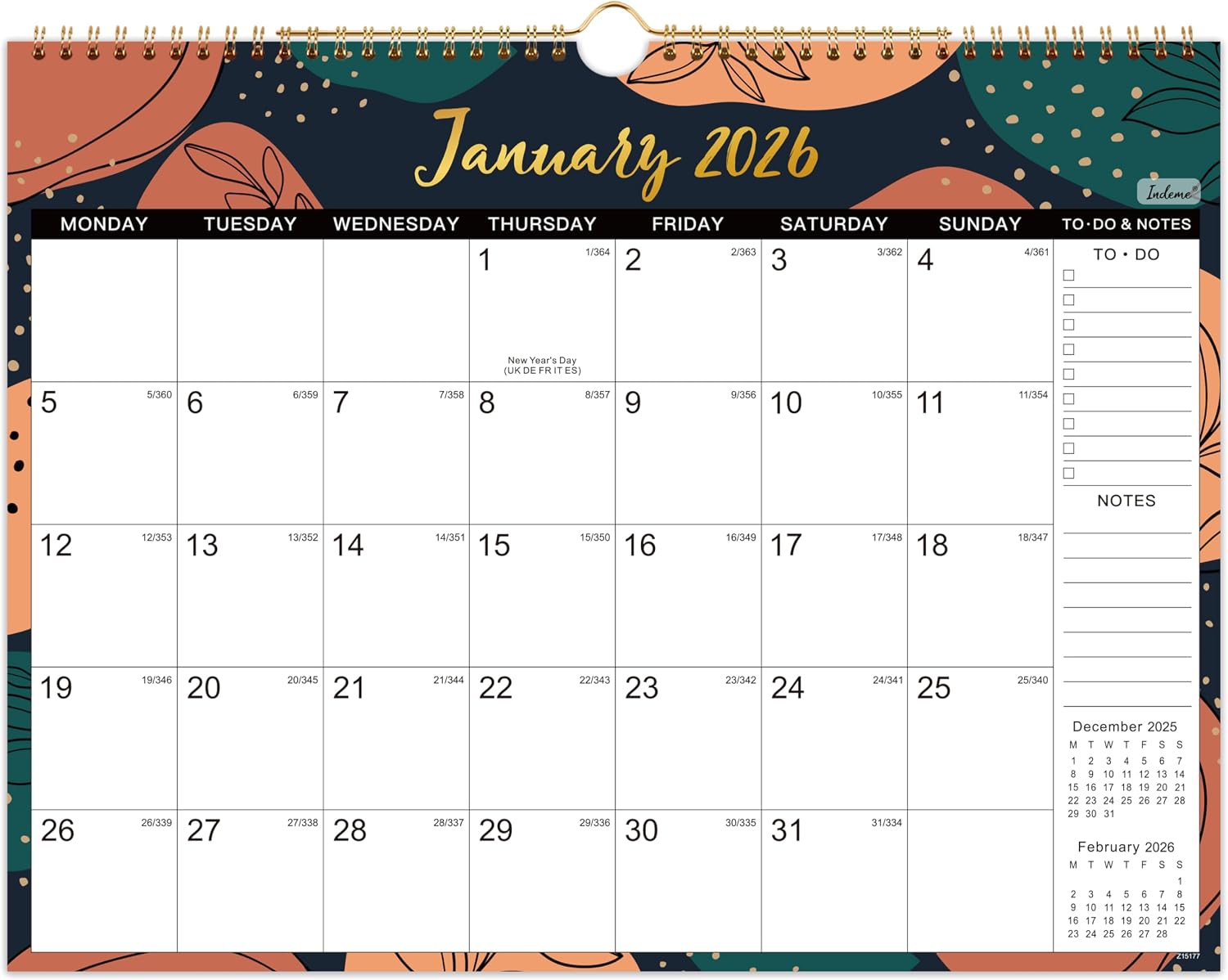 Detalle de Calendar 2026 Wall Calendar 37.6 x 29 cm 📅