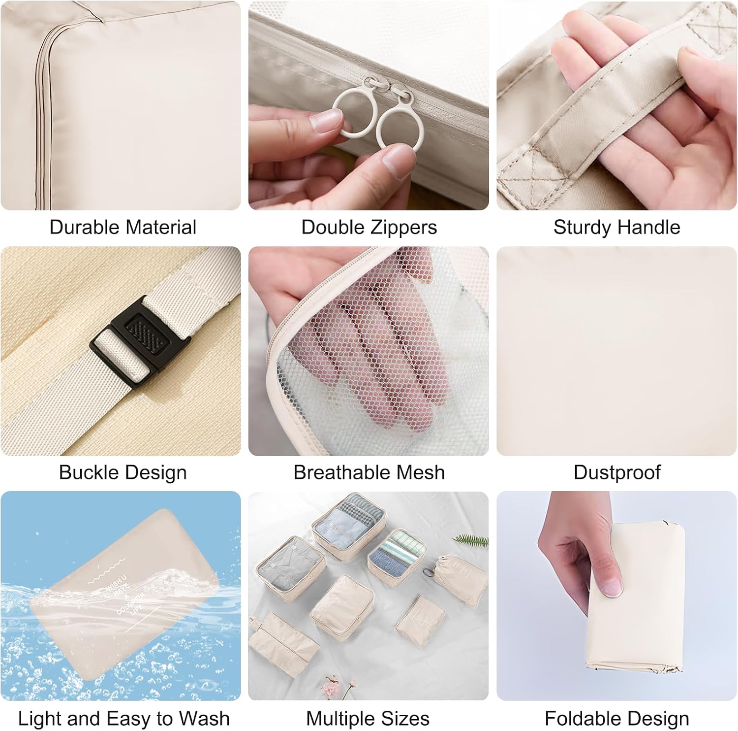 Thumbnail 5 de Koffer Organizer Set, 10 Stück Packing Cubes for Suitcase Travel Accessories Kofferorganizer Set Kleidertaschen Packwürfel Kosmetik Travel Organizer Packtaschen für Koffer (Beige)
Koffer Organizer Set, 10 Stück Packing Cubes for S…
