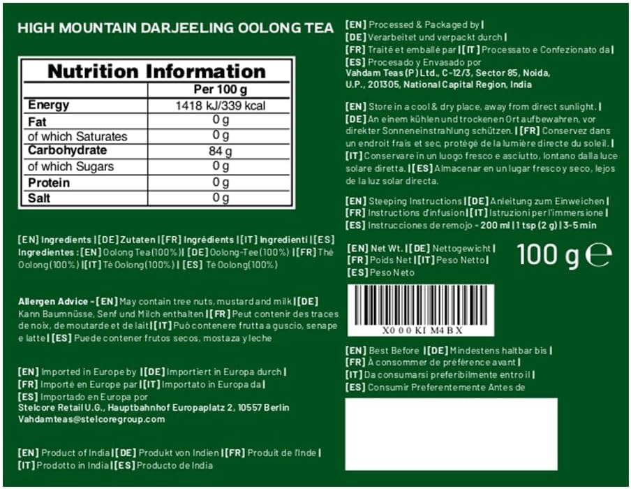 Thumbnail 1 de VAHDAM Tè Oolong di Alta Quota dall'Himalaya - Foglie sfuse 100 g (50 tazze)