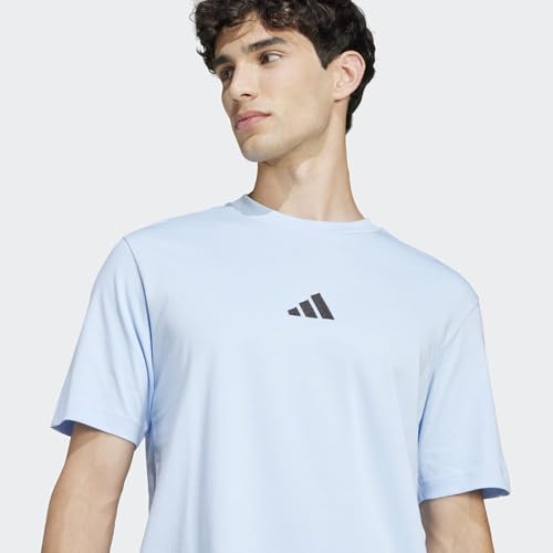 Thumbnail 6 de adidas Hombre Essentials Small Logo Single Jersey Shirt – Glow Blue/Black (S)