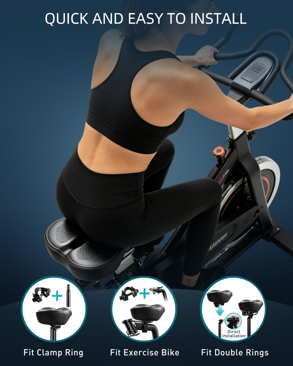 Detalle 2 de MXMXK 2026 Upgrade Noseless Bike Seat, Extra-Wide Padded Memory Foam Saddle