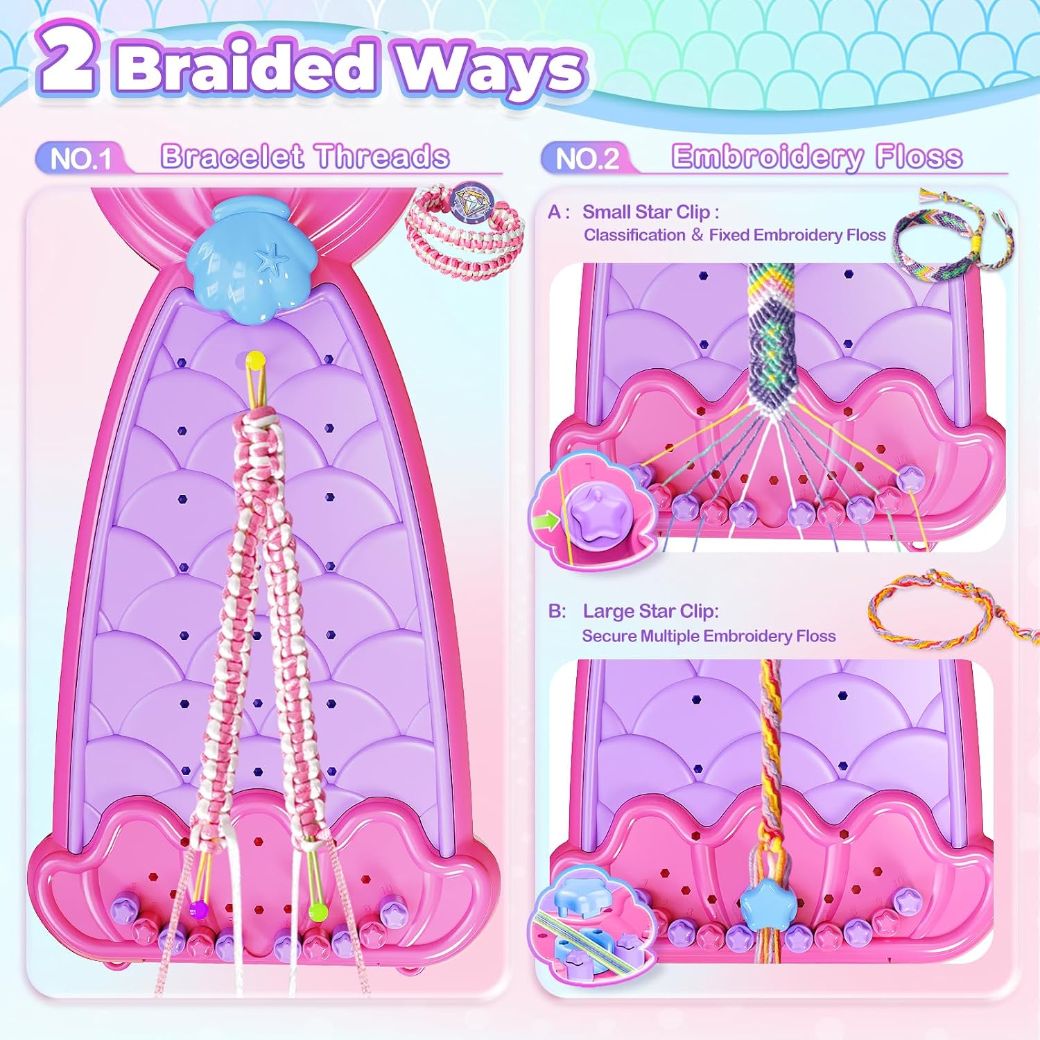 Detalle de Euclidean Cube Bracelet Making Kit for Girls — 2 in 1 Fishtail Shape DIY Jewellery Kit (Rose Red)