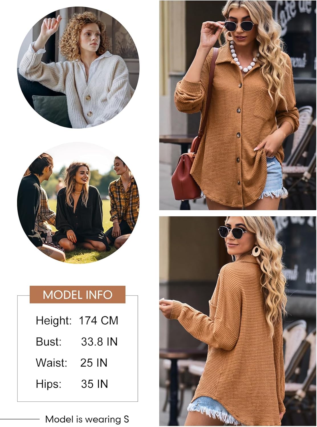 Thumbnail 5 de Dokotoo Damen-Bluse aus Musselin mit Langarm und Knopfleiste – lässiges Hemdshirt mit Tasche (S–XXL)