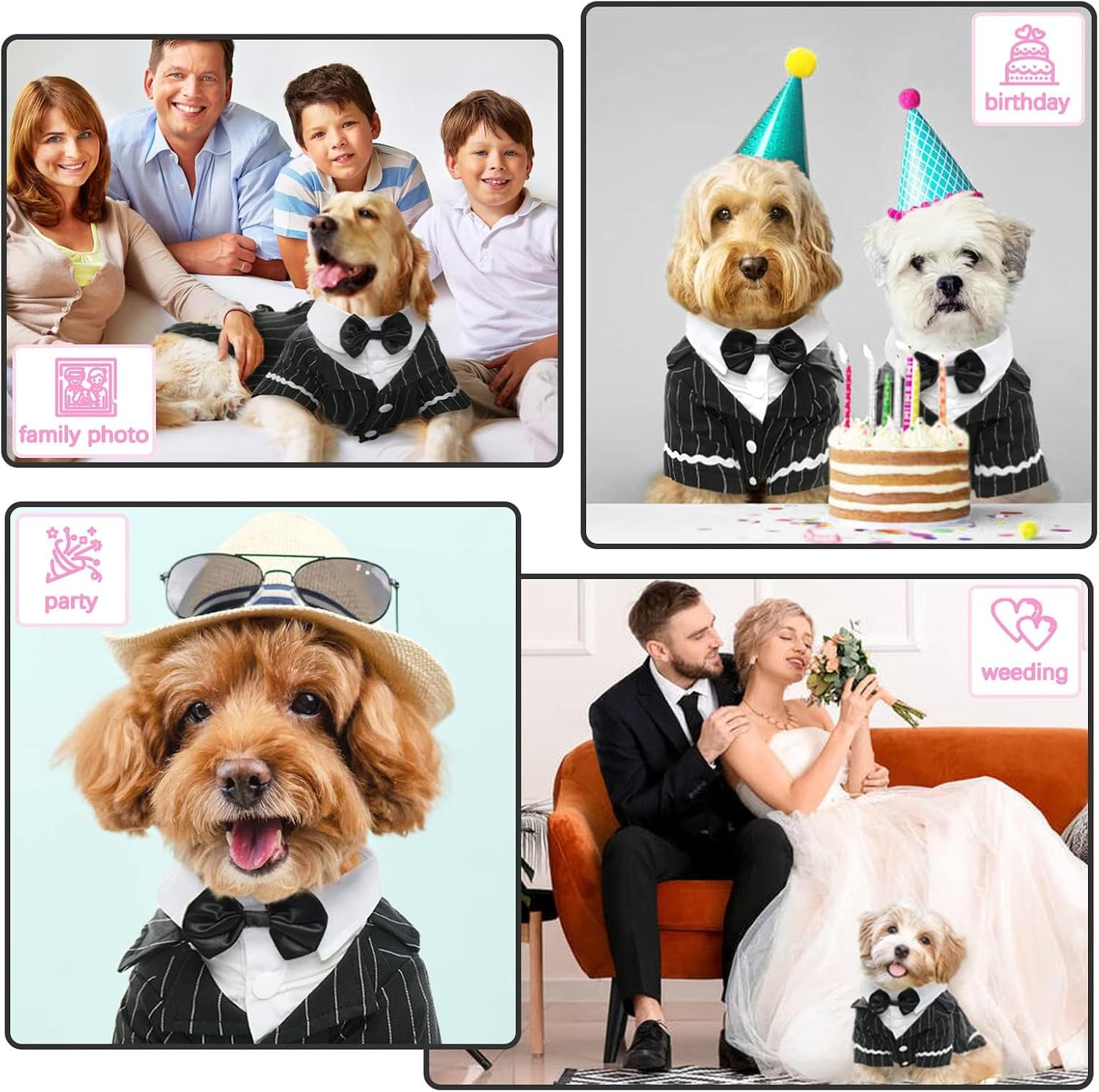 Detalle de QBLEEV Dog Tuxedo Costume, polyester and cotton