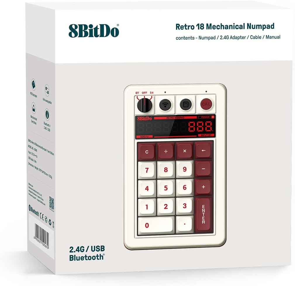Detalle 2 de 8BitDo Retro 18 Mechanical Numpad 18-key Bluetooth