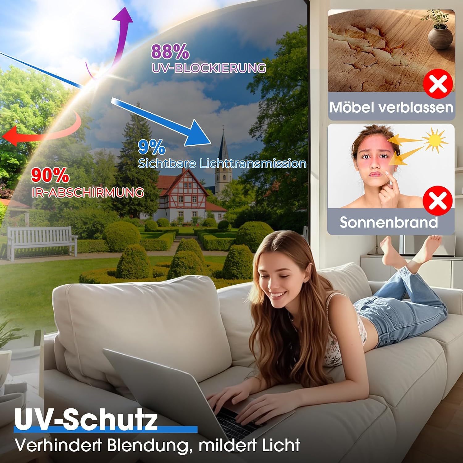 Thumbnail 3 de Lifetree Spiegelfolie Fensterfolie – Sichtschutz, Hitze- und UV-Schutz 90 x 200 cm