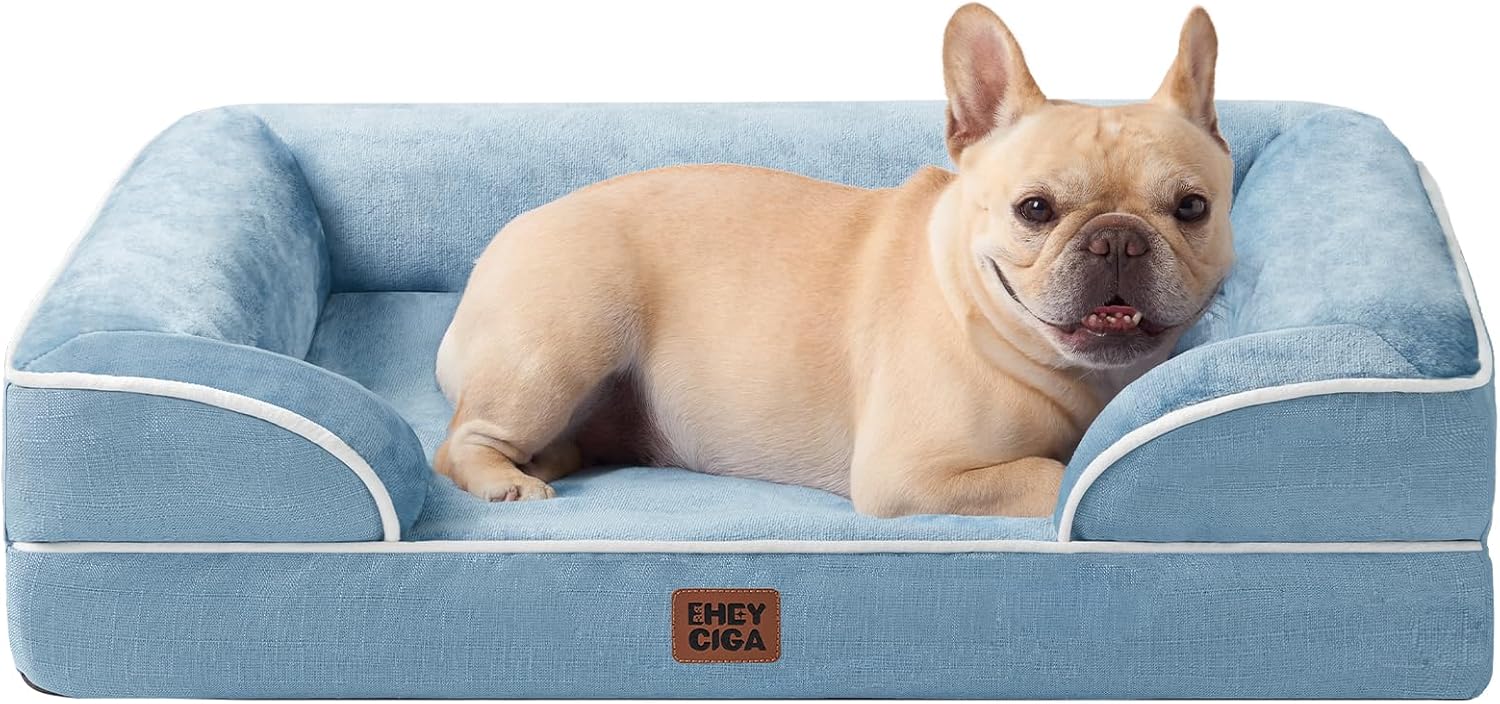 Detalle de EHEYCIGA Orthopädisches Hundebett für Kleine Hunde 76x51 cm – Memory Foam, wasserdicht unterhalb, rutschfest, hellblau