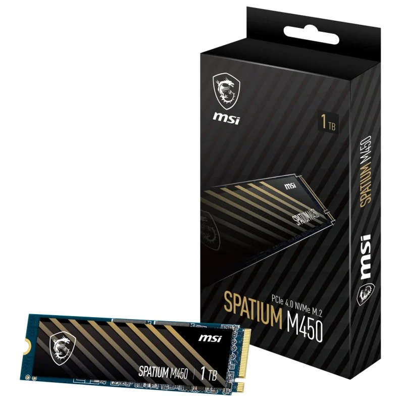 Detalle de MSI SPATIUM M450 1TB: SSD NVMe PCIe 4.0 para rendimiento equilibrado