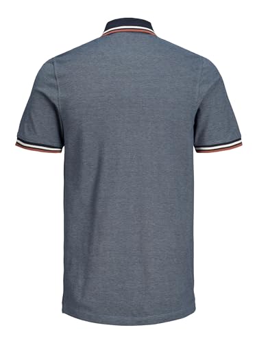 Detalle de JACK & JONES Jjepaulos Polo SS Noos Homme – Polo en Denim Bleu, taille M