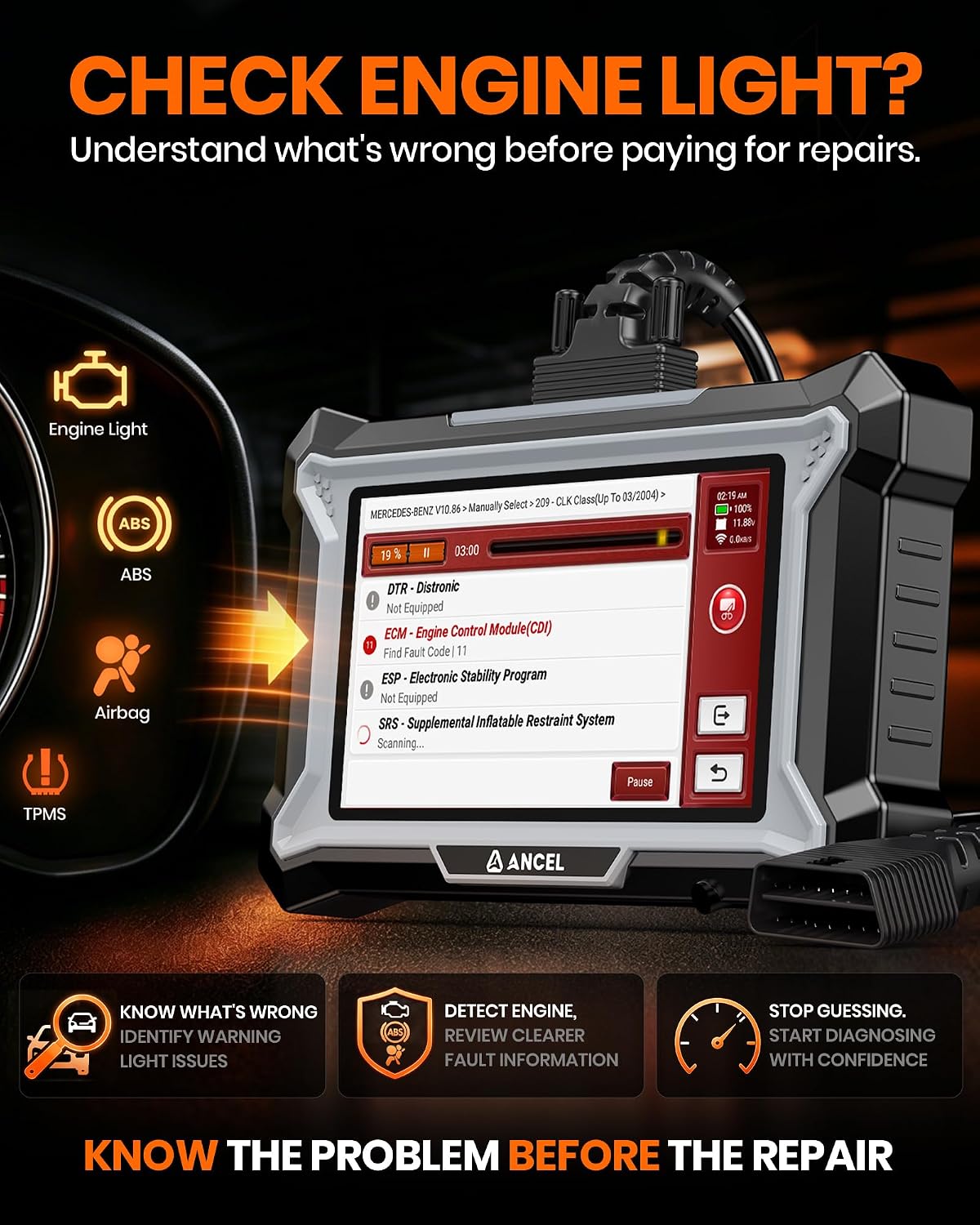 Detalle 2 de ANCEL DS200 OBD2 Scanner 15+ Resets