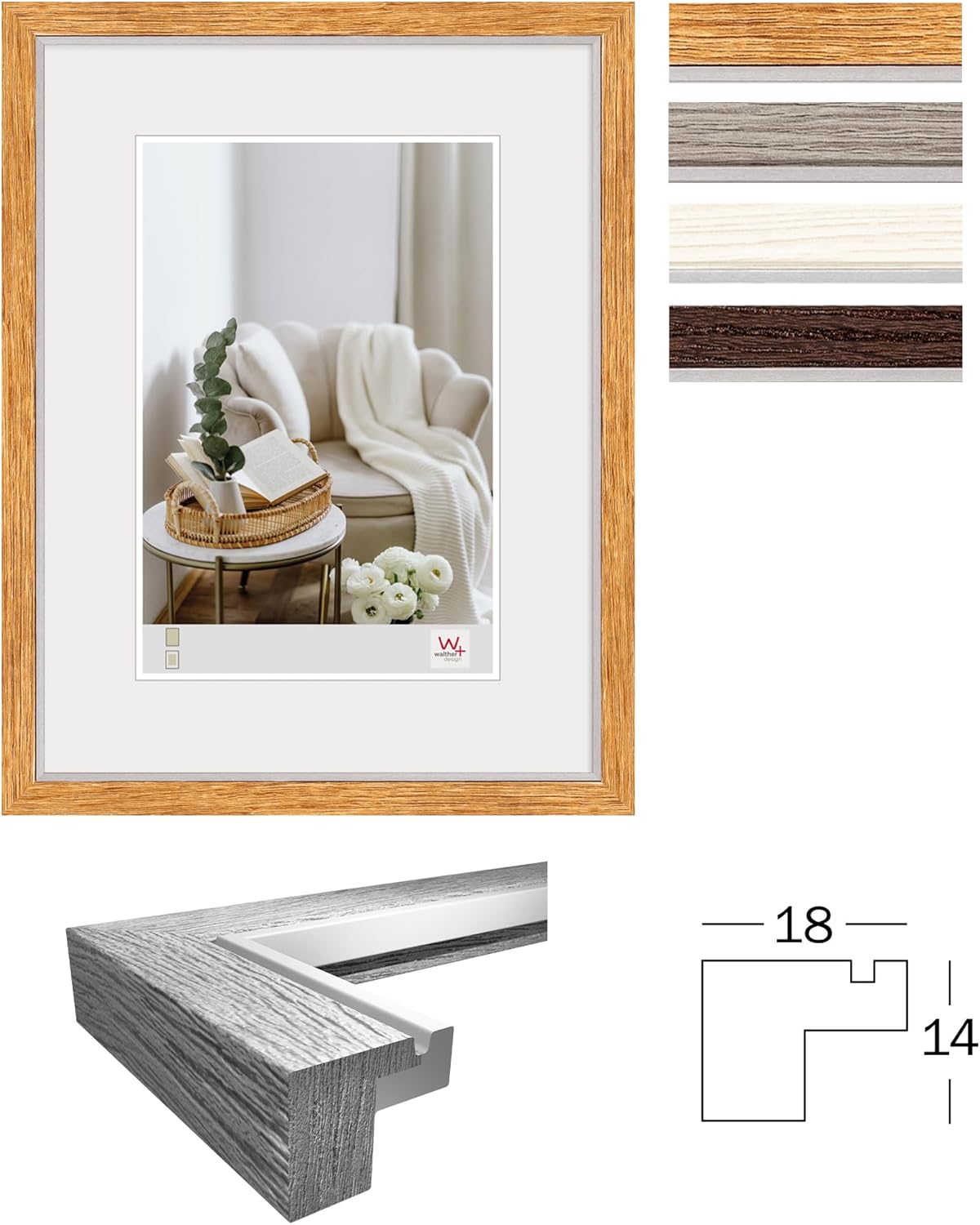 Thumbnail 1 de Cadre photo Hygge Walther Design en bois nussbaum 15x20 cm – NC520N