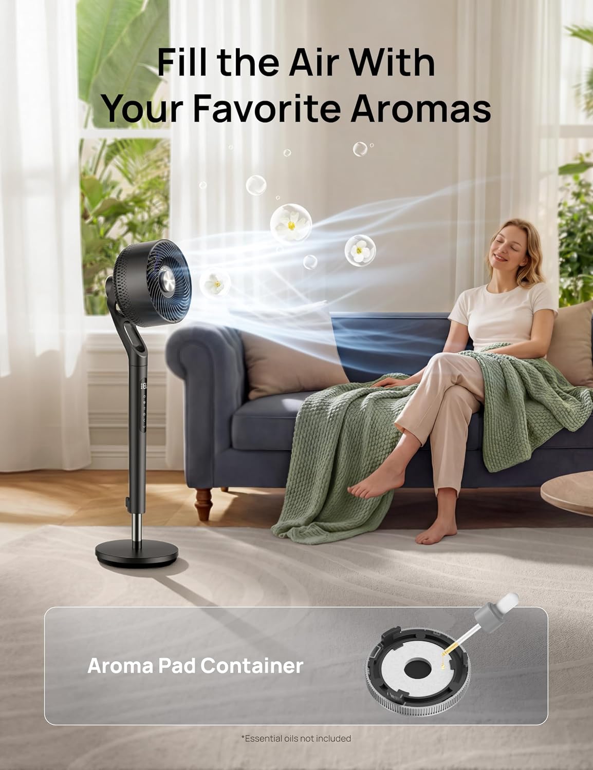 Thumbnail 6 de DREO DR-HPF021 Black Pedestal Fan, 3D Oscillation, 9 Speeds, Remote
