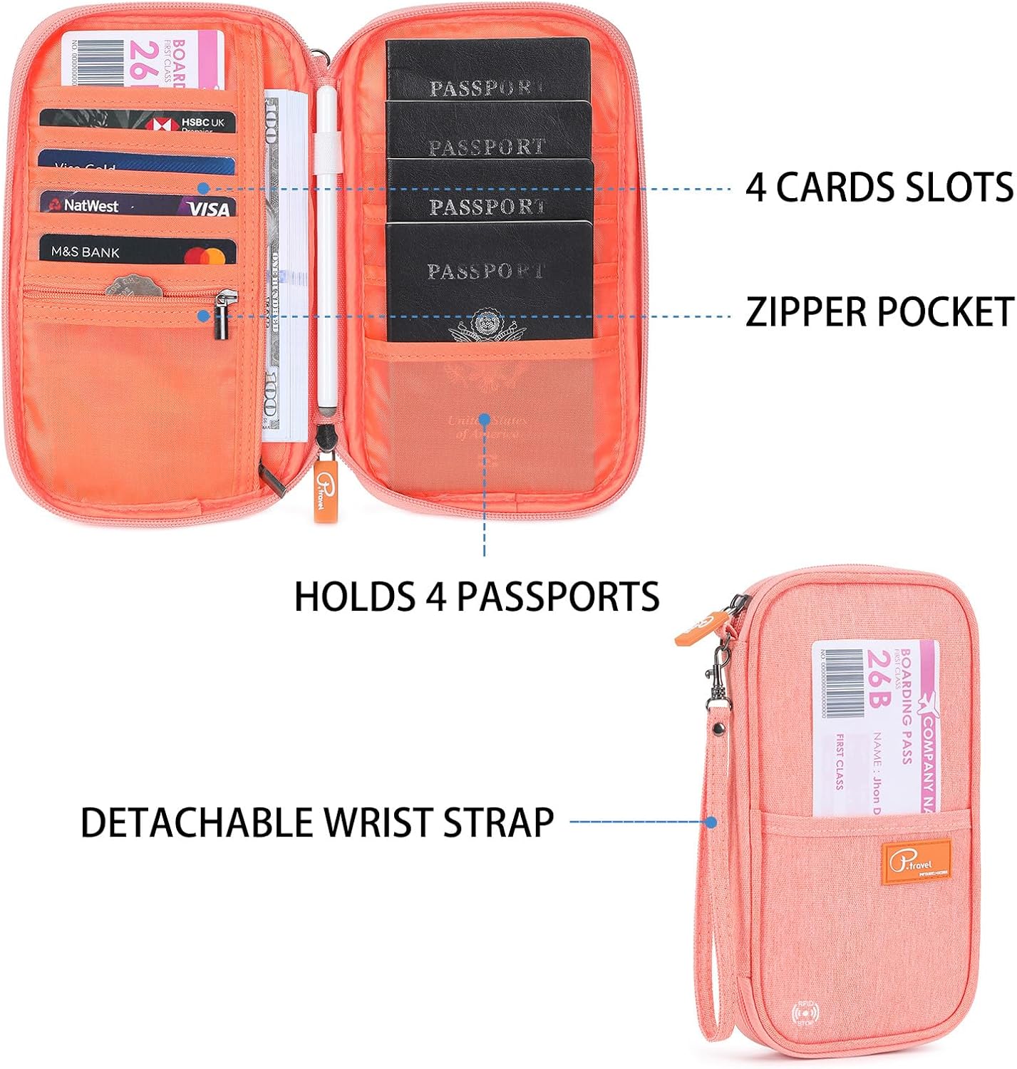 Thumbnail 3 de VanFn Travel Wallet RFID Passport Holder 9in
