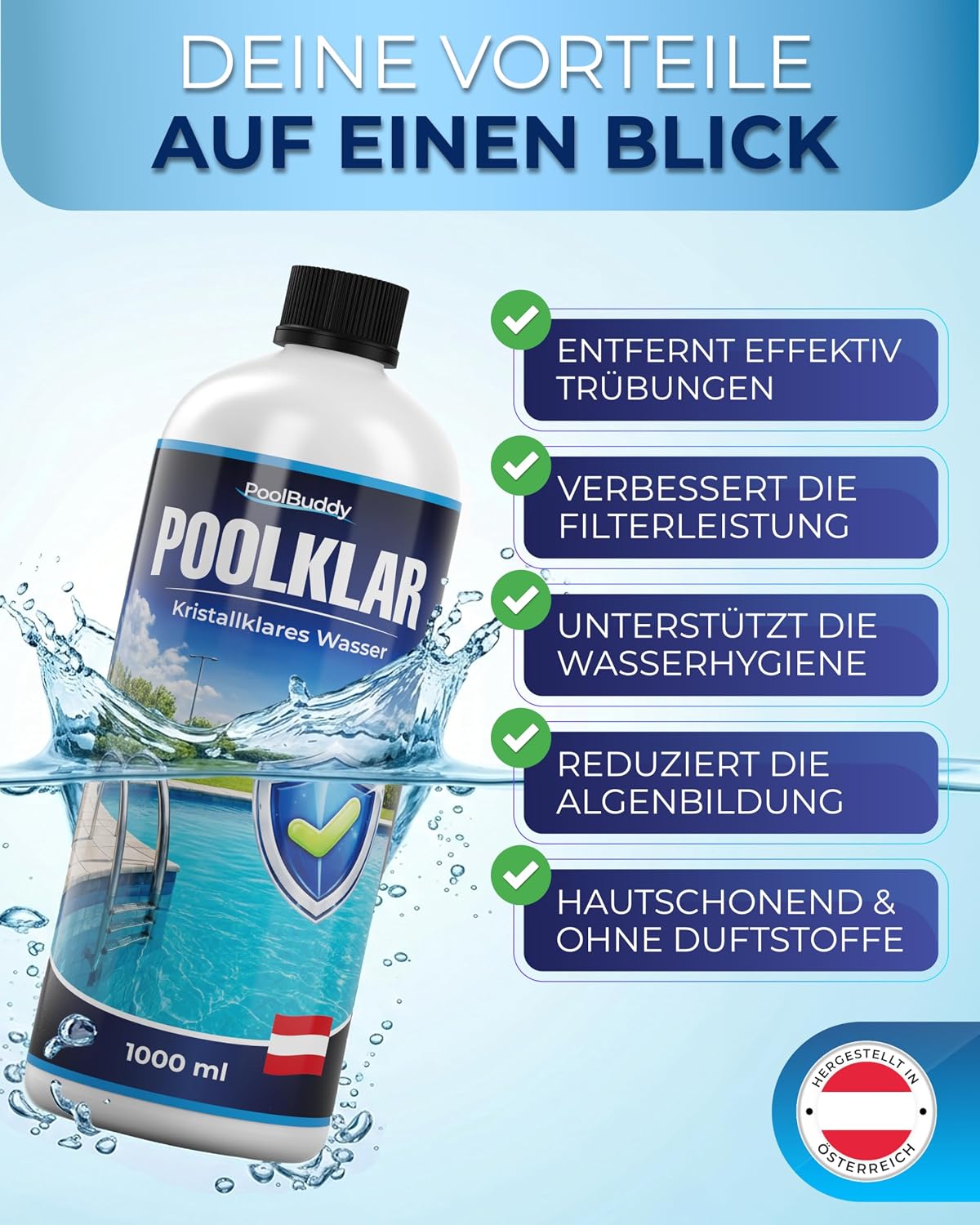 Thumbnail 1 de PoolBuddy Poolklar 1L – klares Wasser, einfache Pflege, universell einsetzbar