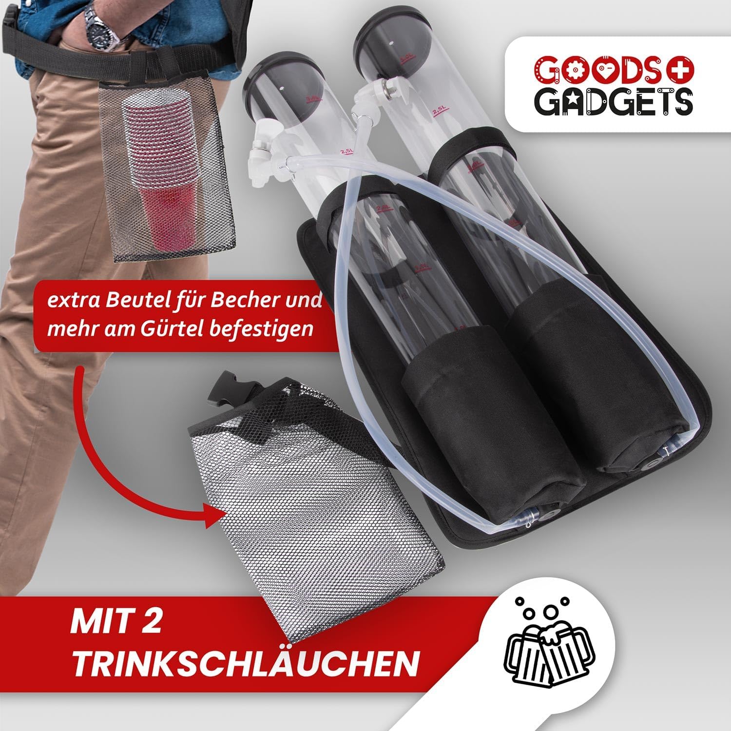 Thumbnail 5 de GOODS+GADGETS Le succès culte Duo sac à dos à bières (double sac à dos) pour boissons 2 x 3 litres