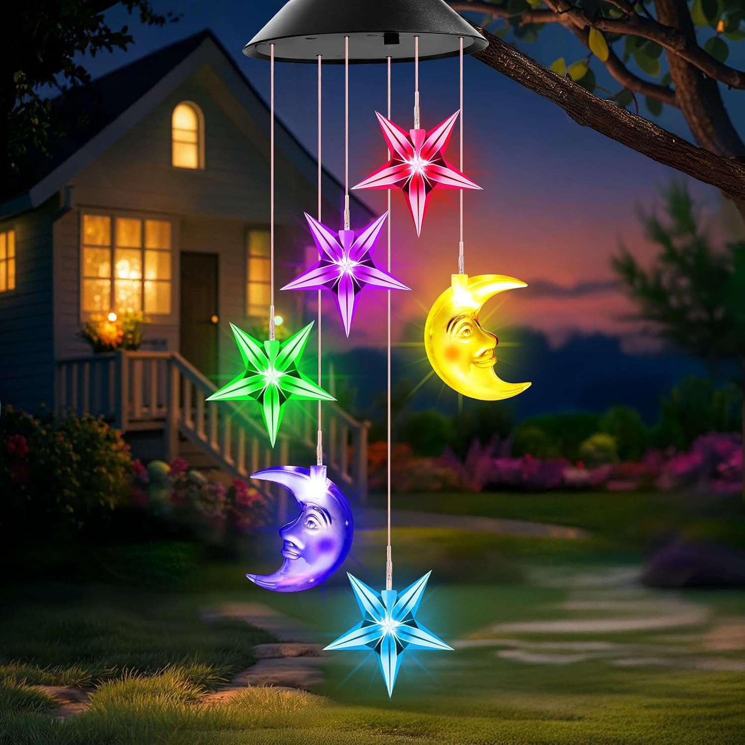 Detalle de Winzwon Solar Moon and Star Wind Chime