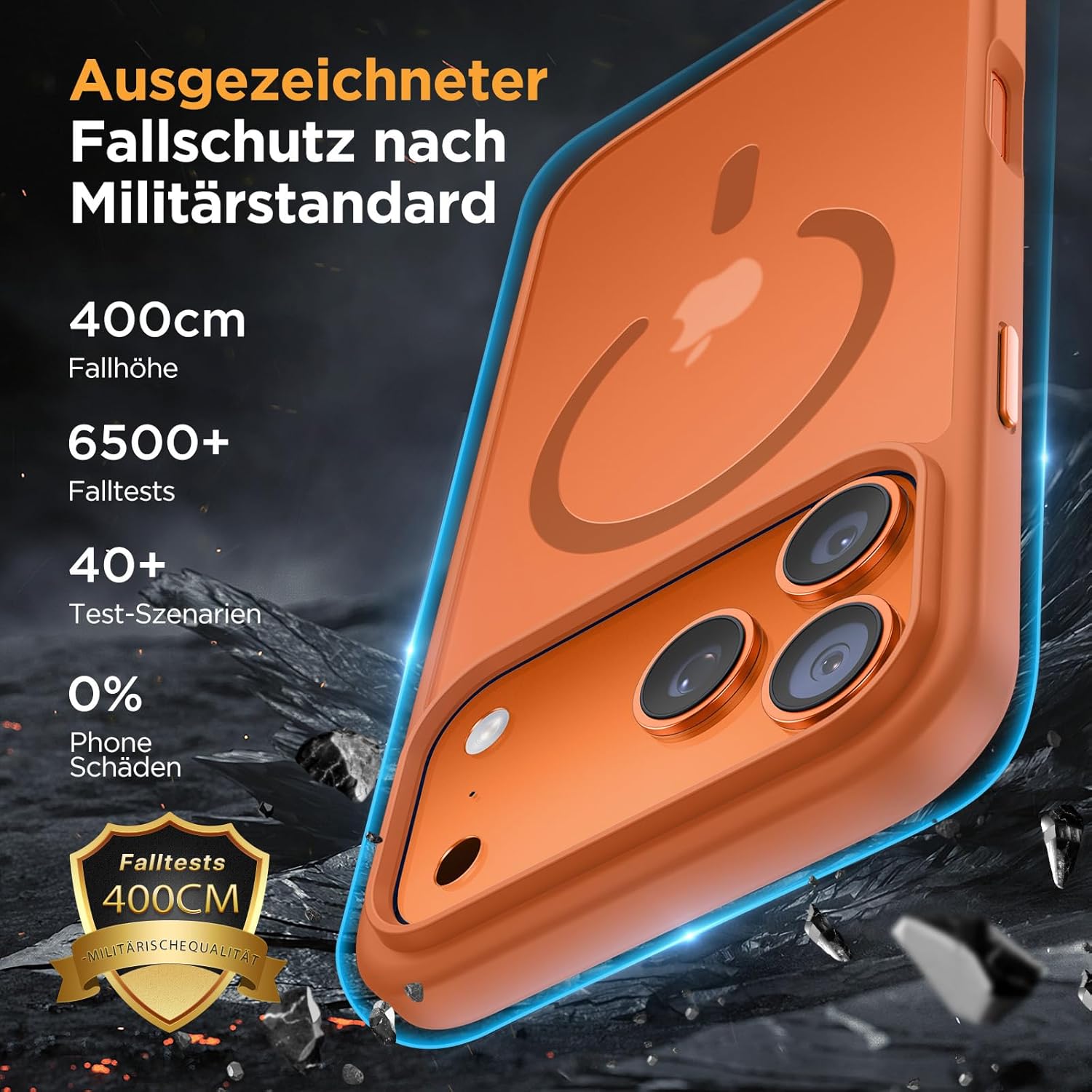 Thumbnail 4 de Miracase Hülle für iPhone 17 Pro 6,3" mit MagSafe – stoßfest, kratzfest & samtige Haptik (matt leuchtendes Orange)