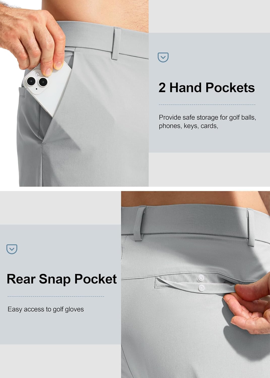 Detalle 2 de Pudolla Men’s Golf Pants Stretch Work Dress Comfy Pants (30/32/34" Inseam) with Pockets