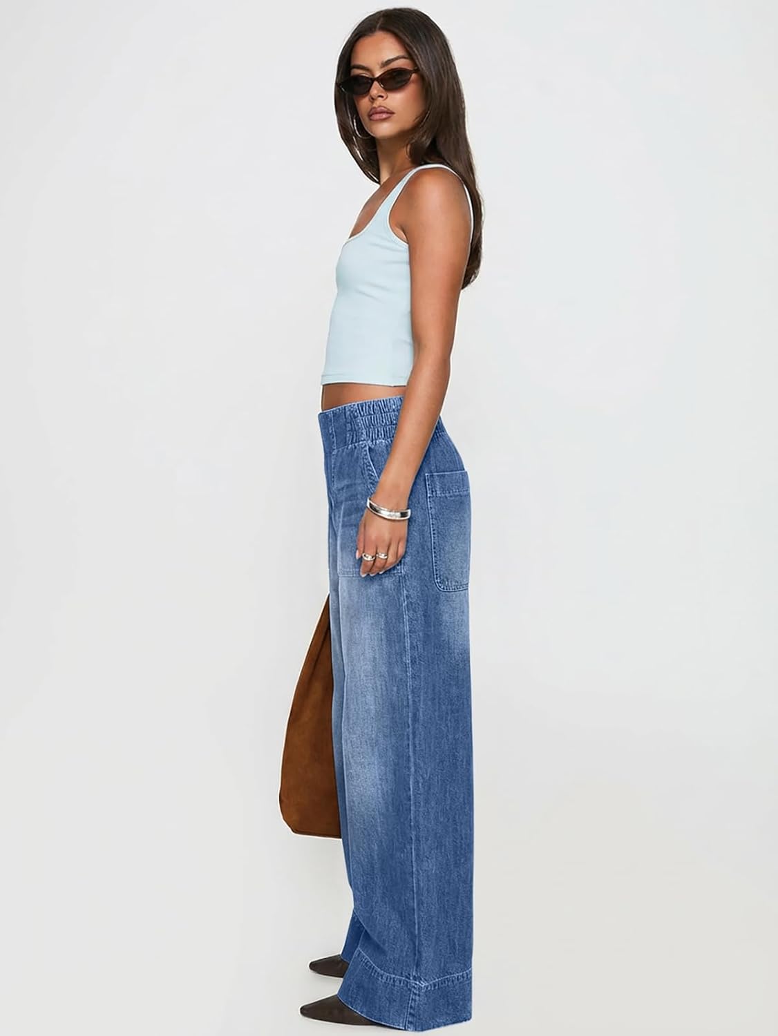 Thumbnail 5 de Vidiva Women's Wide-Leg Pull-On Jeans, 100% Cotton with Elastic Waist