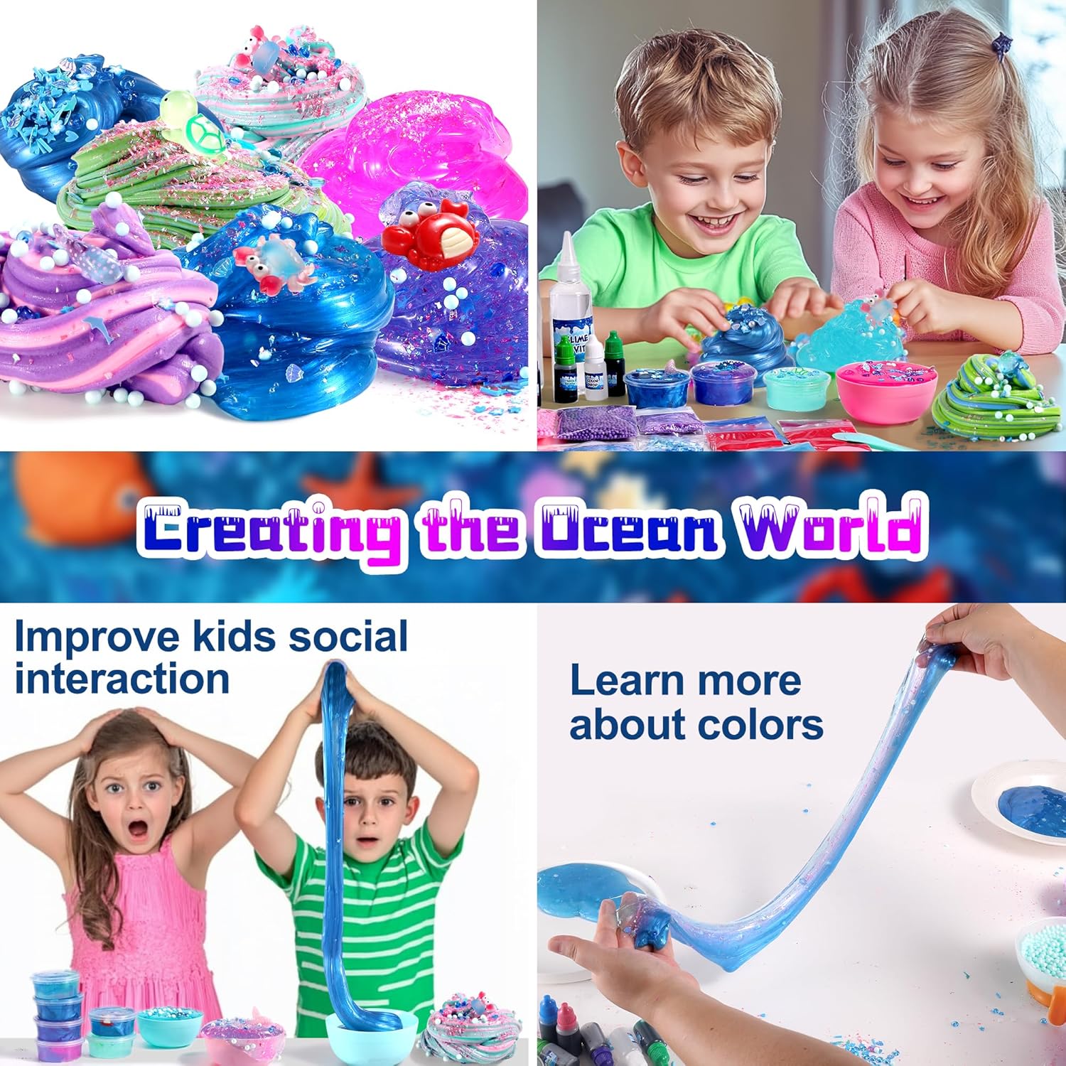 Thumbnail 3 de Ocean Slime Kit for Girls — Non-Sticky, Super Soft Sludge Toy (Ages 4–12)