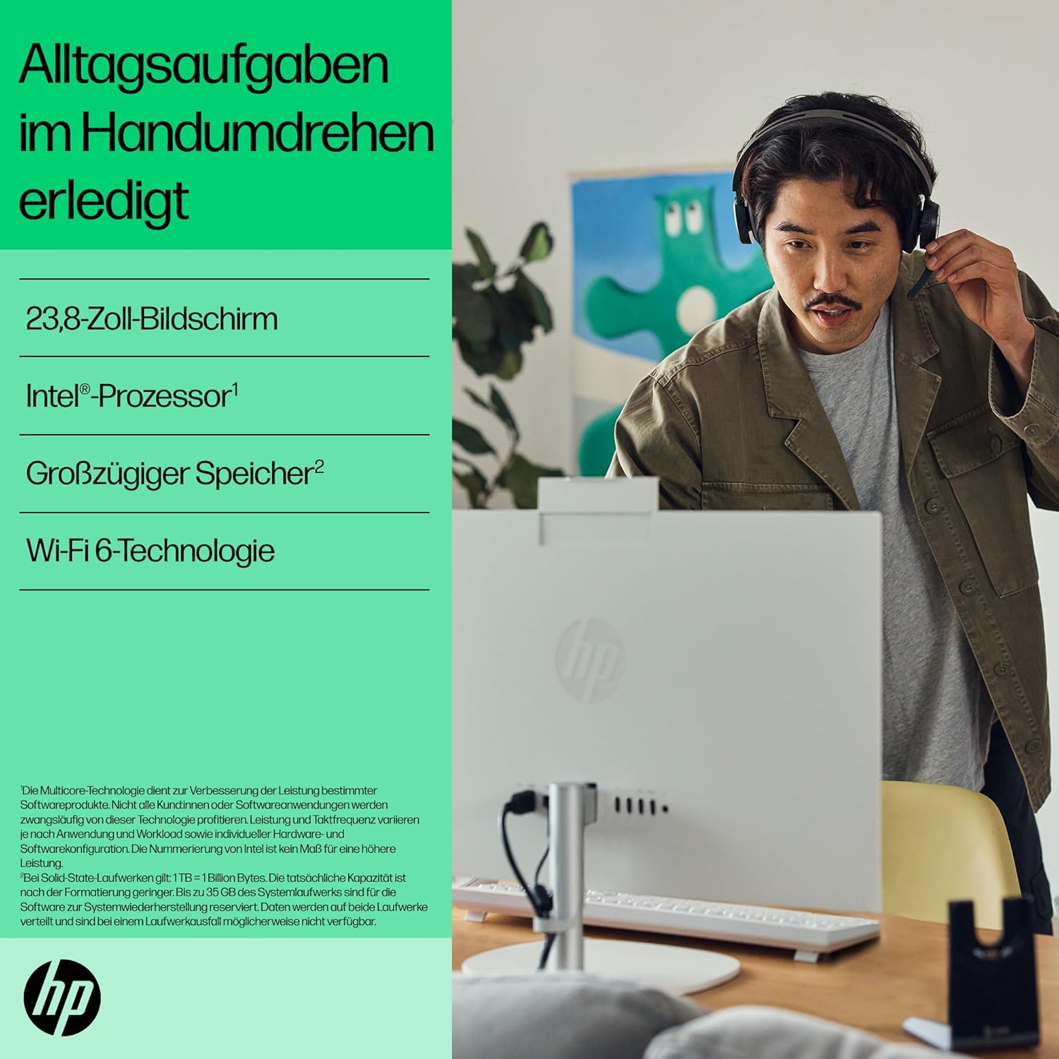 Thumbnail 1 de HP All-in-One PC mit 23,8" FHD-Display, Intel Core i5-1335U, 16 GB RAM, 512 GB SSD und Windows 11 Home (weiß)