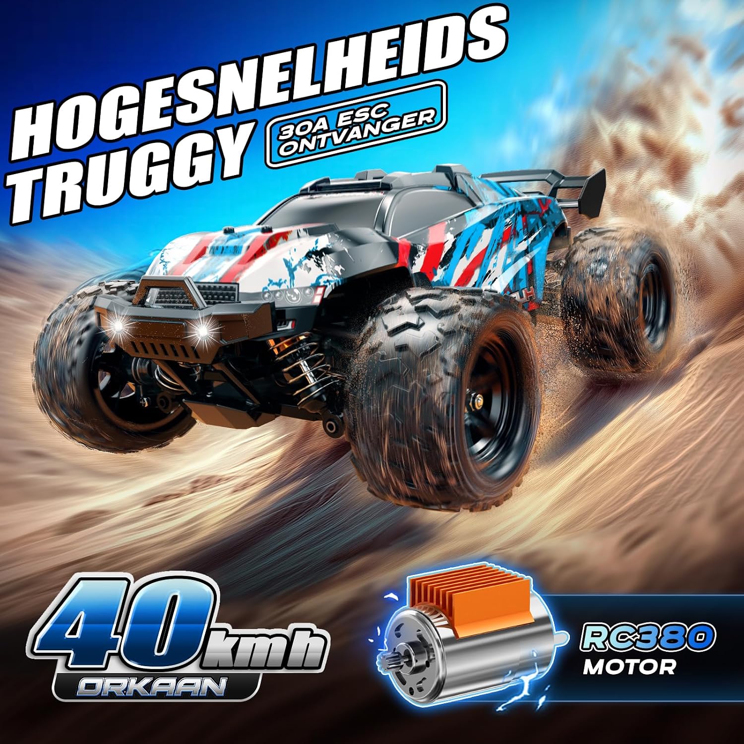 Detalle de Womaqu HS18321 RC-auto schaal 1:18, 4x4, tot 40 km/u en metalen aandrijflijn