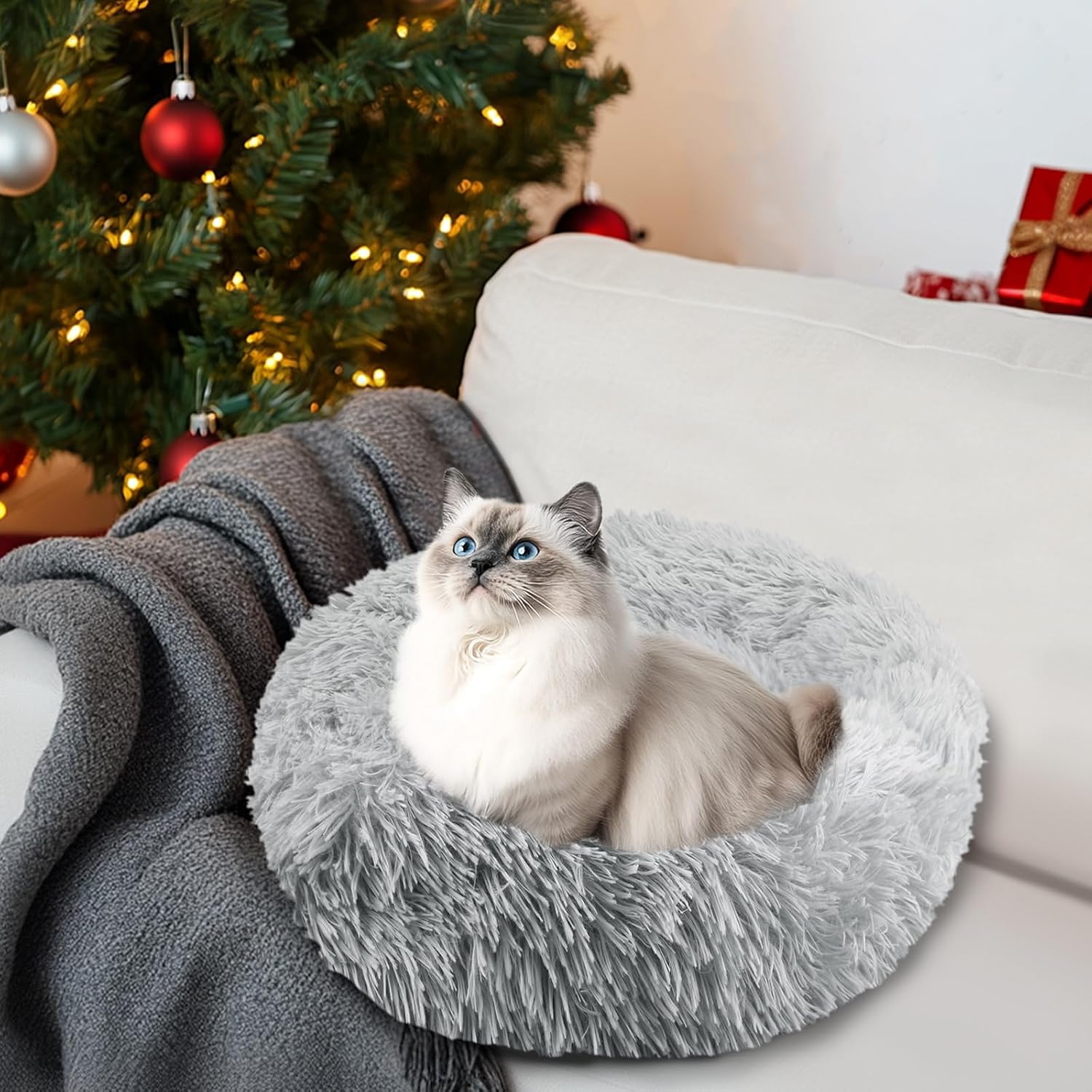 Detalle 2 de NAKIHOUSE round plush pet bed 50 cm