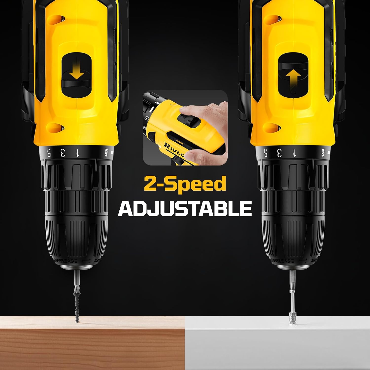 Thumbnail 6 de Rivlox Cordless Drill Set 21V – 21+1 Torque Combi Drill with 1.5Ah Battery and UK Charger