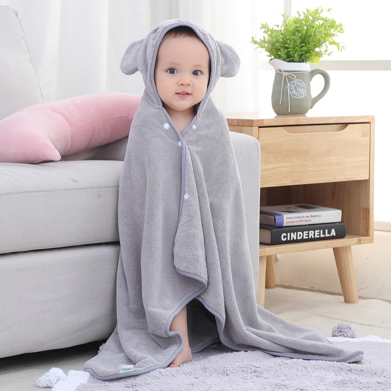Thumbnail 2 de Hilmocho Baby Hooded Bath Towel with Bear Design (110x68 cm) – Ultra-Soft Coral Velvet for Newborns to 5 Years