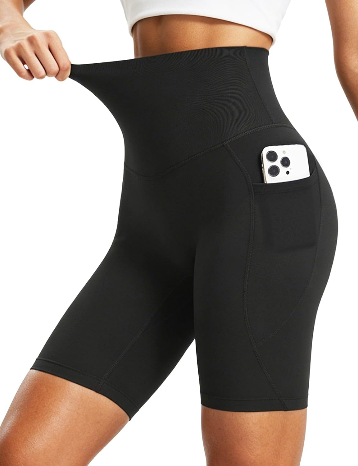 Detalle de Baleaf Women's Cycling Shorts High Waisted with Pockets – 3/5/8 inch options