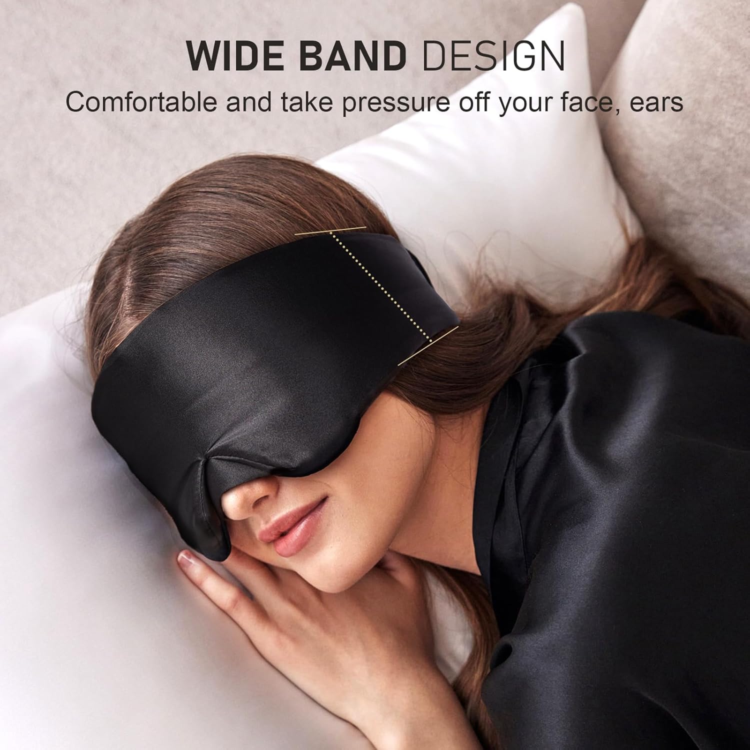 Detalle de LitBear 100% Mulberry Silk Eye Mask for Sleeping (22 Momme) – Black