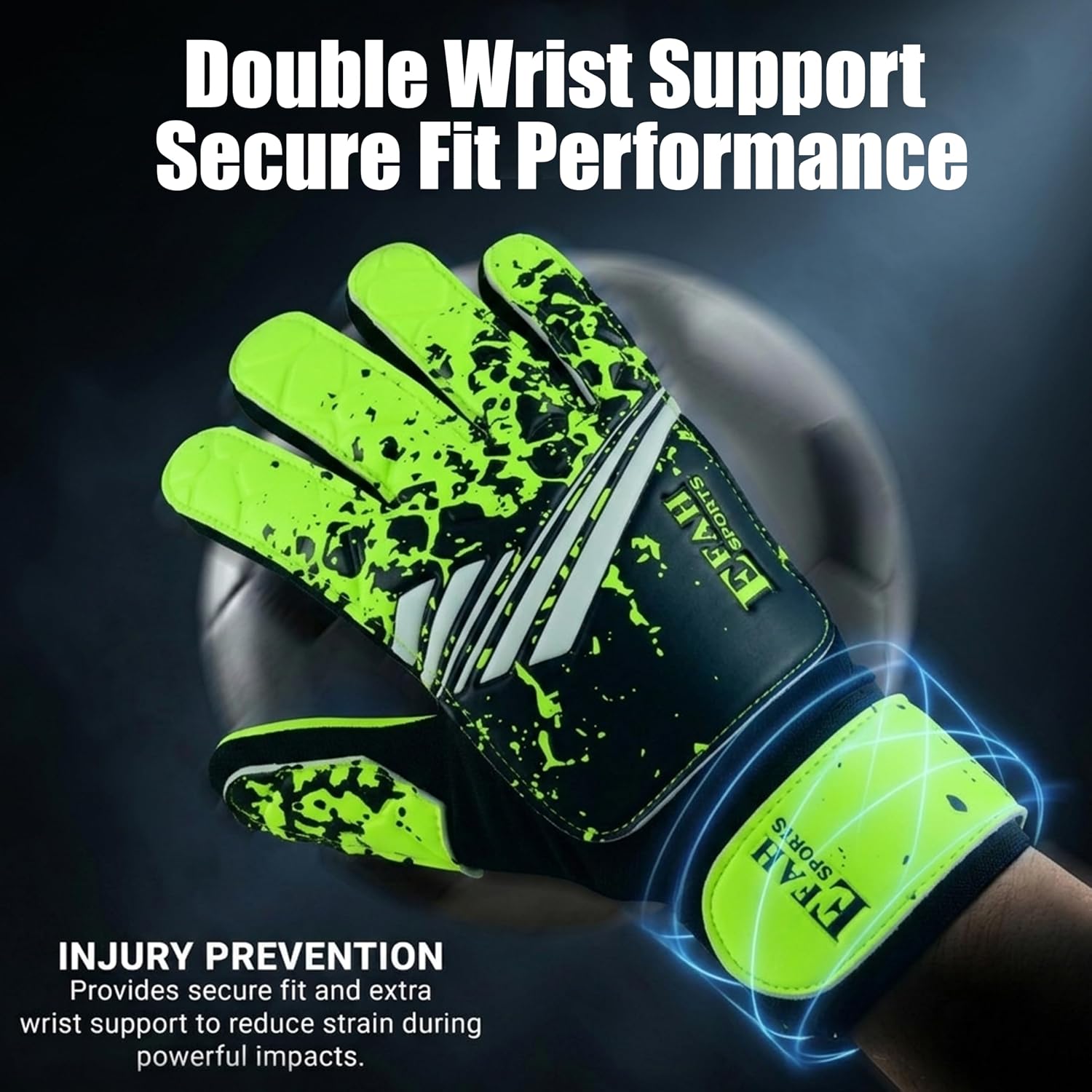 Thumbnail 2 de EFAH SPORTS Size 5 Youth Soccer Goalkeeper Gloves, Fluorescent Yellow