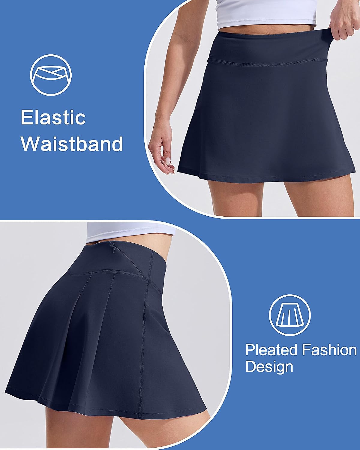 Thumbnail 4 de LUWELL PRO Women's Tennis Skorts with Liner Pocket – Mid High Waisted, Quick-Dry Athletic Skirt with Shorts