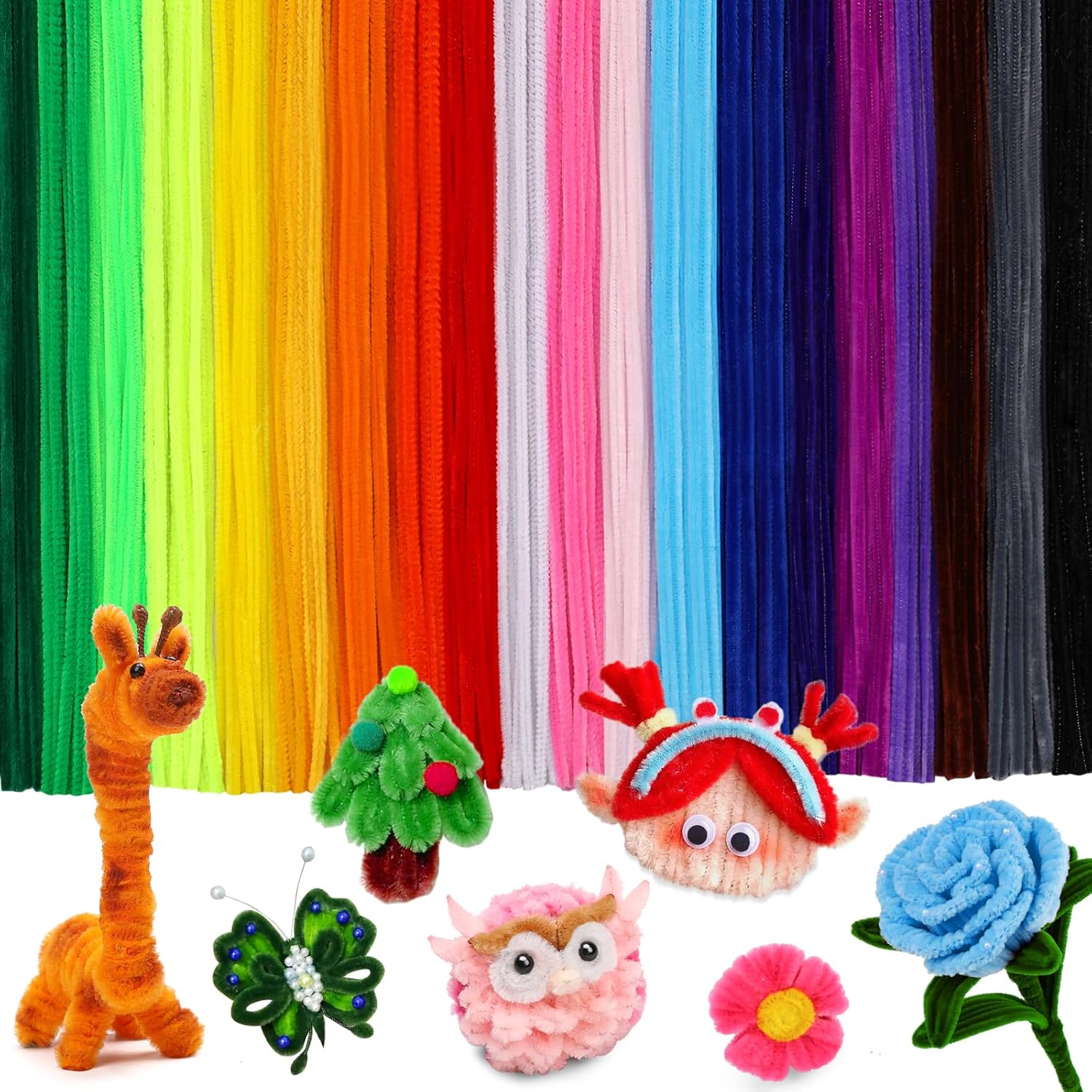 ZXIIXZ 200-Piece Pipe Cleaners (20 Colors) for Crafts, DIY Home Arts & Decorations