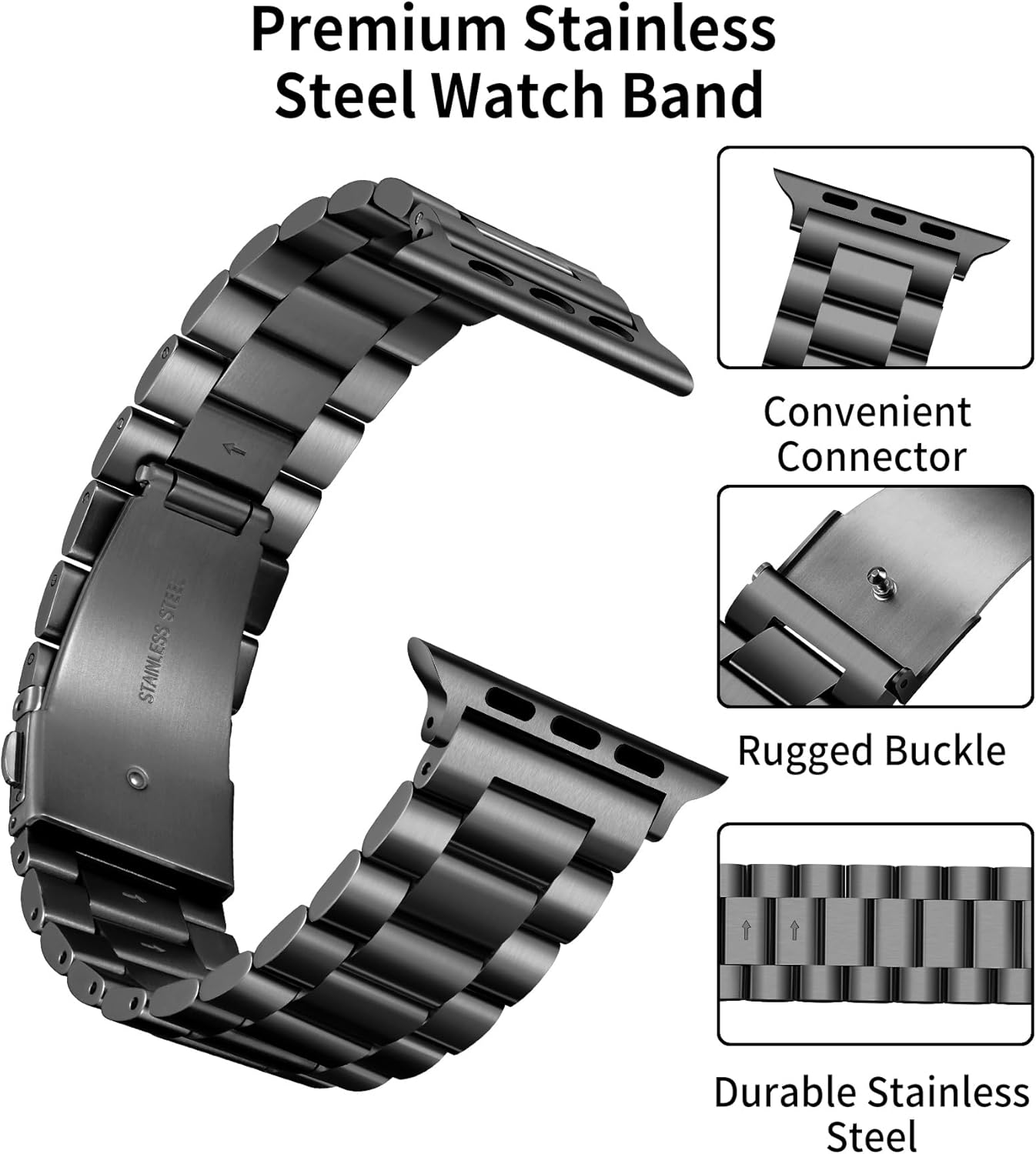 Detalle 2 de BINLUN Stainless Steel Apple Watch Strap with TPU Case (49mm/46mm/45mm/44mm/42mm/41mm/40mm/38mm) – Compatibile with iWatch Ultra SE Series