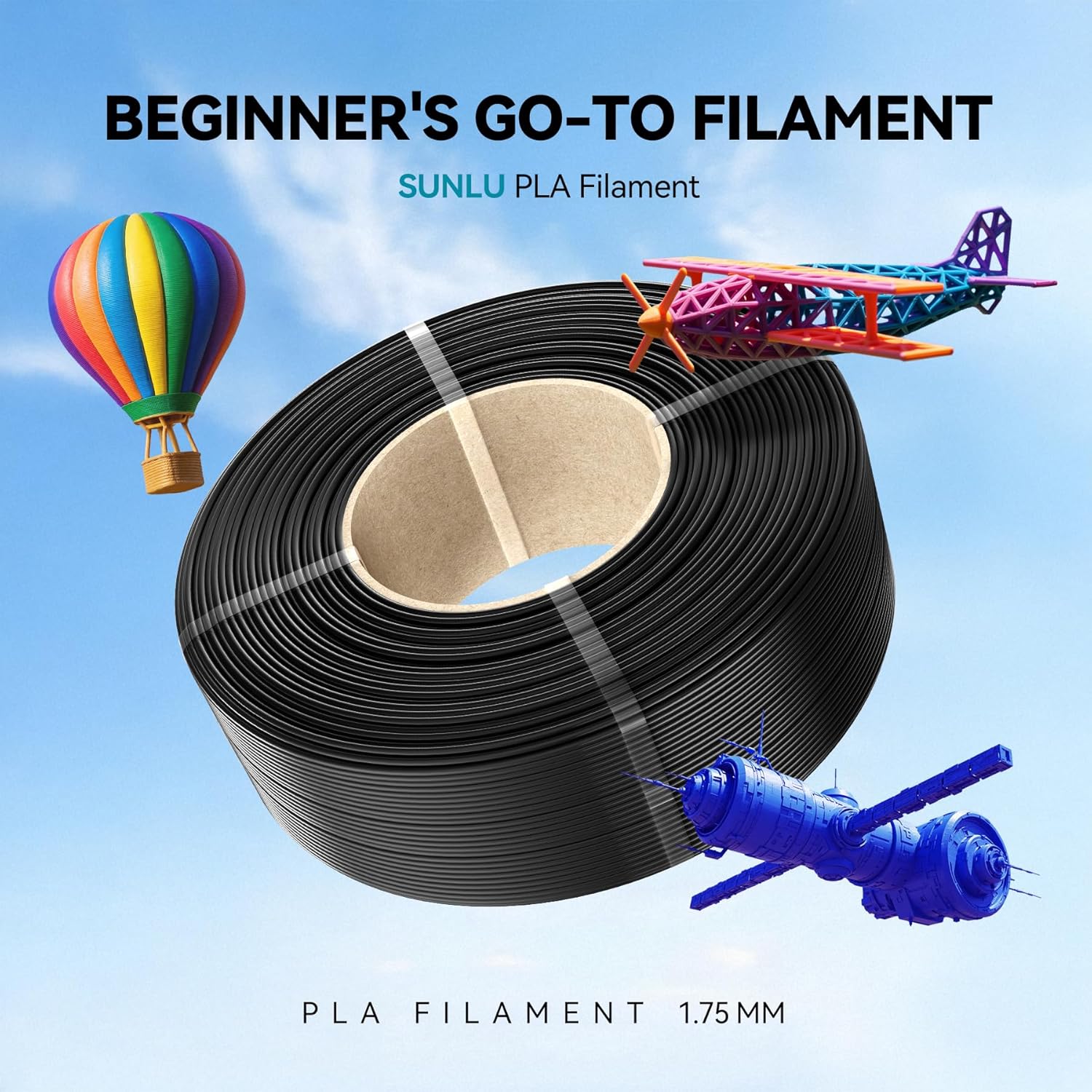 Detalle de SUNLU 500g PLA Refill Filament 1.75mm (4x Grey) for reusable spools