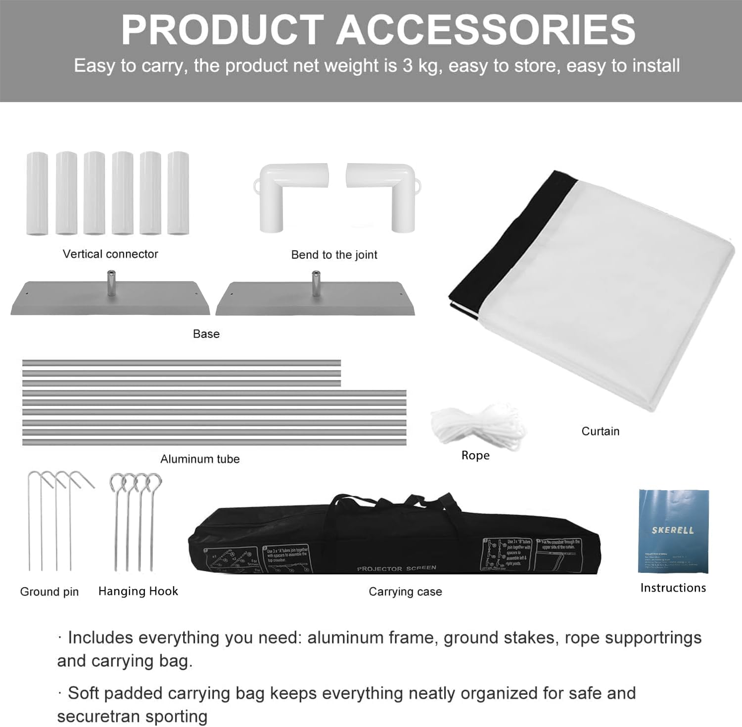 Thumbnail 3 de SKERELL Outdoor Projector Screen 100 Inch 📺