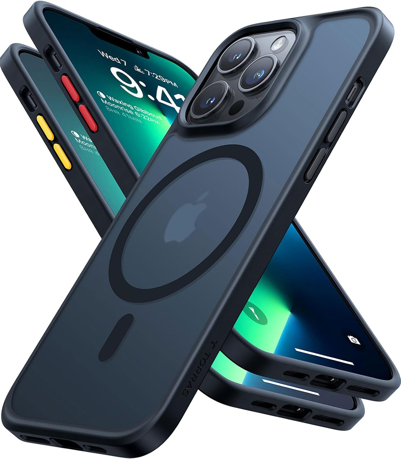 Detalle de TORRAS Guardian-Mag Hülle für iPhone 13 Pro mit MagSafe, 19 N Magnetstärke und 360°-Schutz (schwarz)