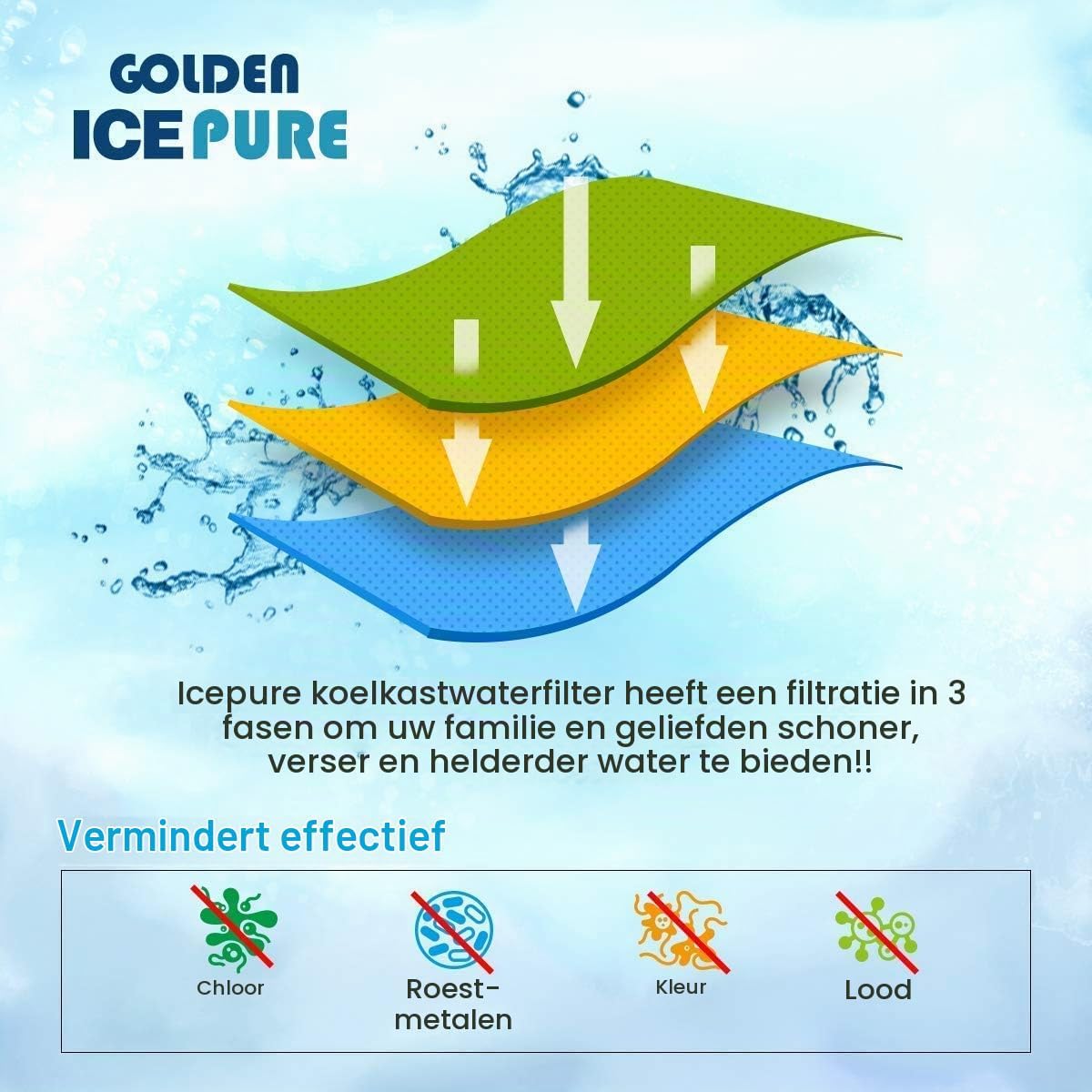 Detalle de GOLDEN ICEPURE CMF004 koffiemachinewaterfilter, 4 stuks met actieve kool